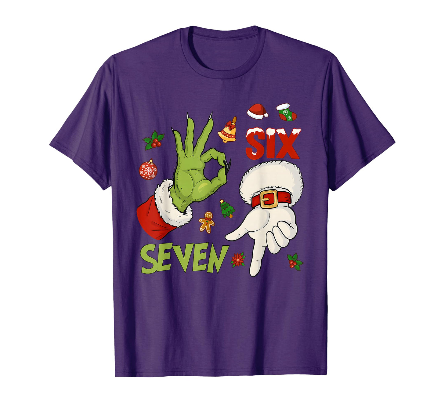 6 7 Six Seven Hand Gen Z Alpha Meme Slang Xmas Christmas T-Shirt