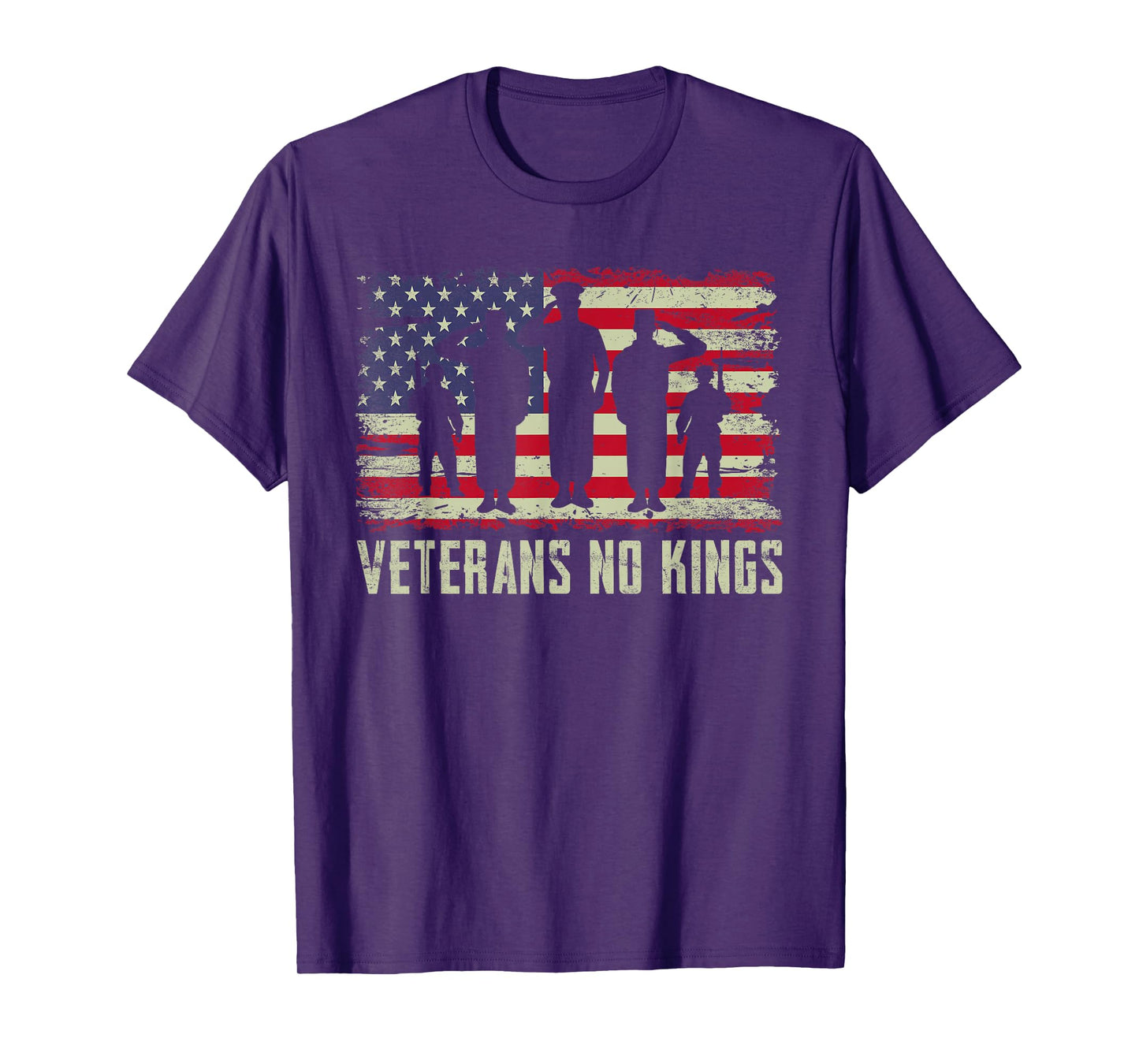 Veterans No Kings Vintage America Flag Veterans T-Shirt