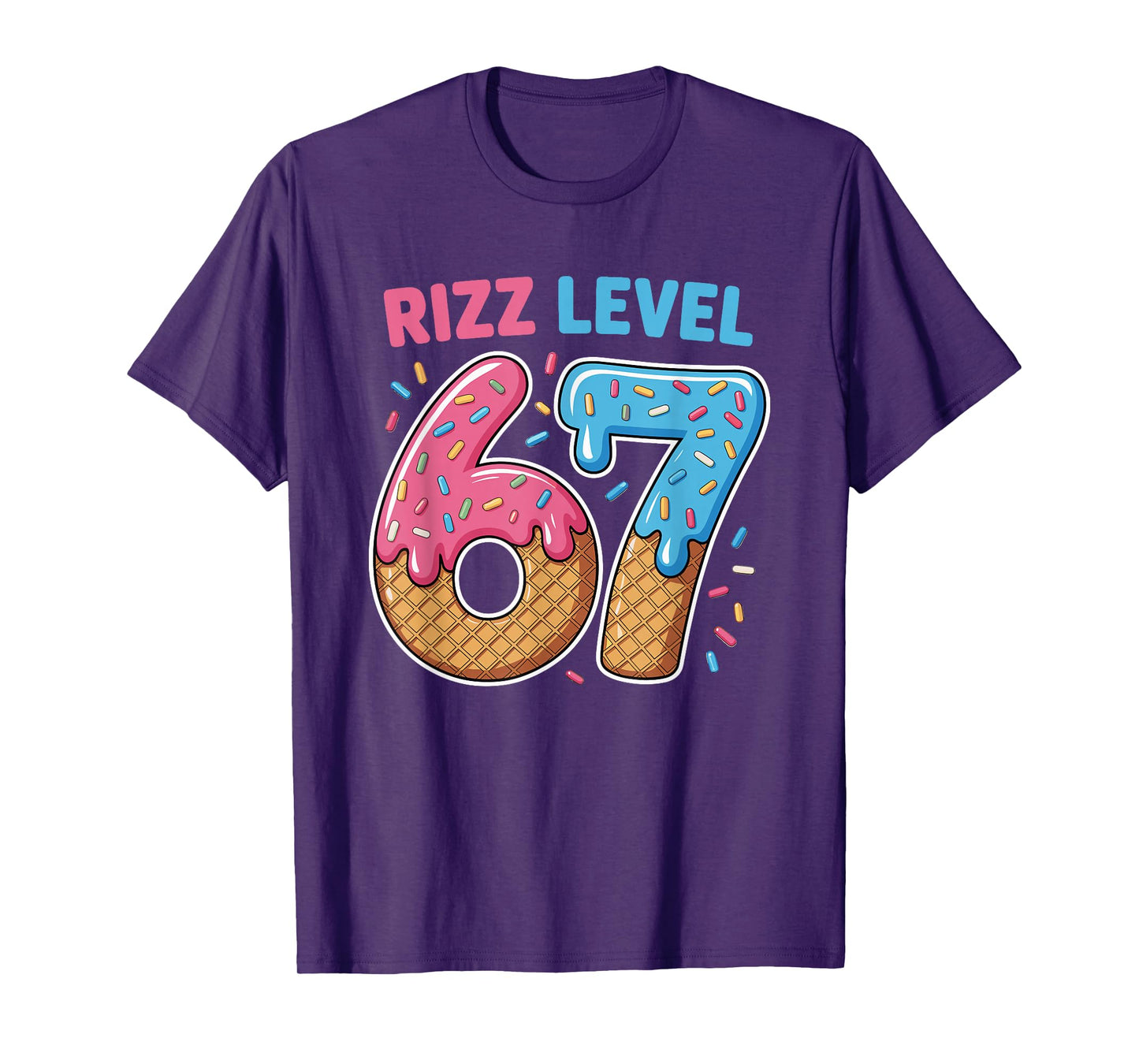 Rizz Level 67 Alpha Slang Gen 67th Number Ice Cream Drip 67 T-Shirt