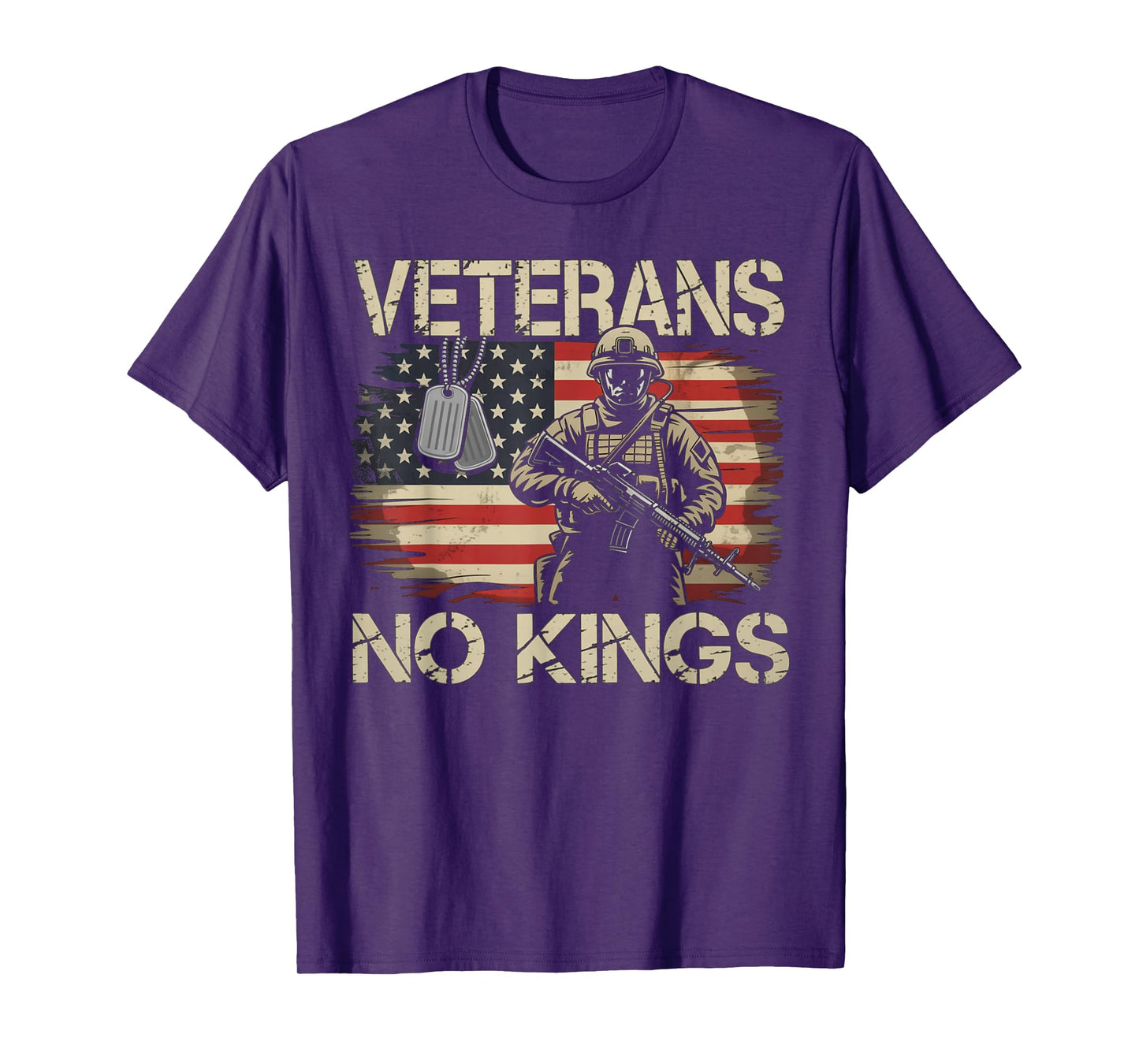 No Kings Veterans Patriotic America Flag Men Women T-Shirt
