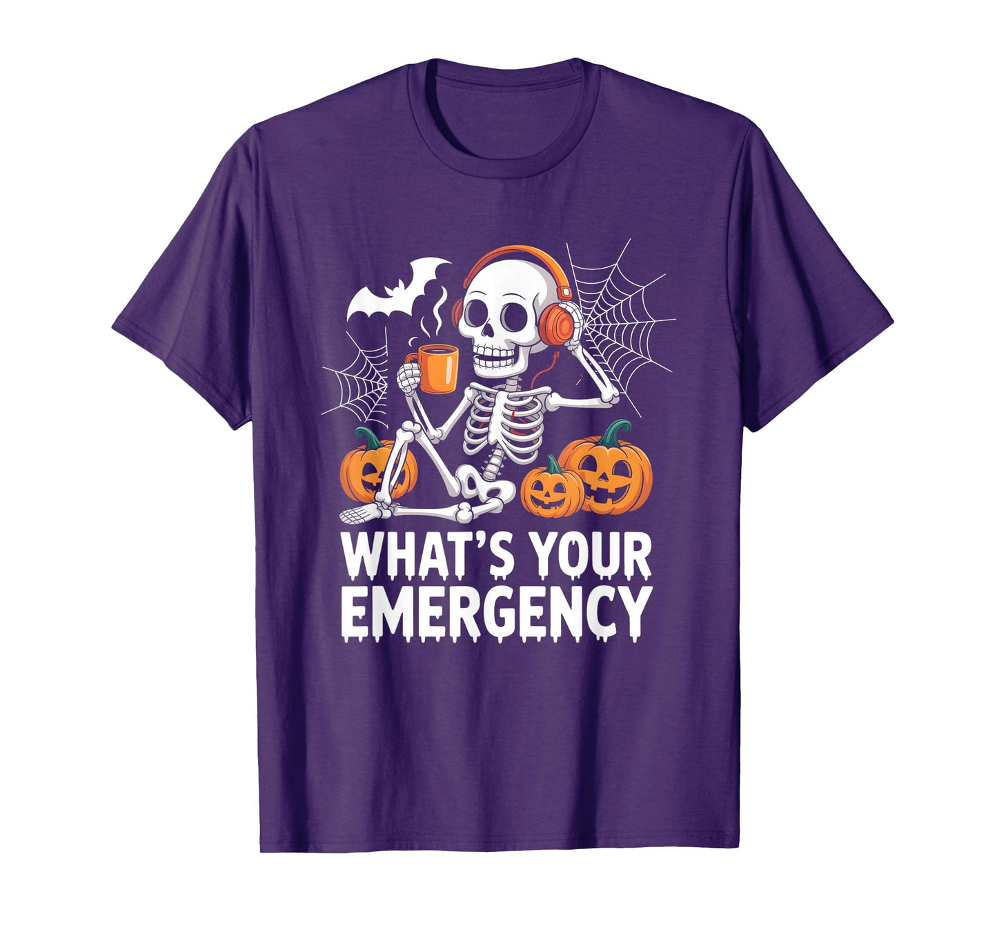 Skeleton Halloween Dispatcher 911 Operator Public Safety T-Shirt