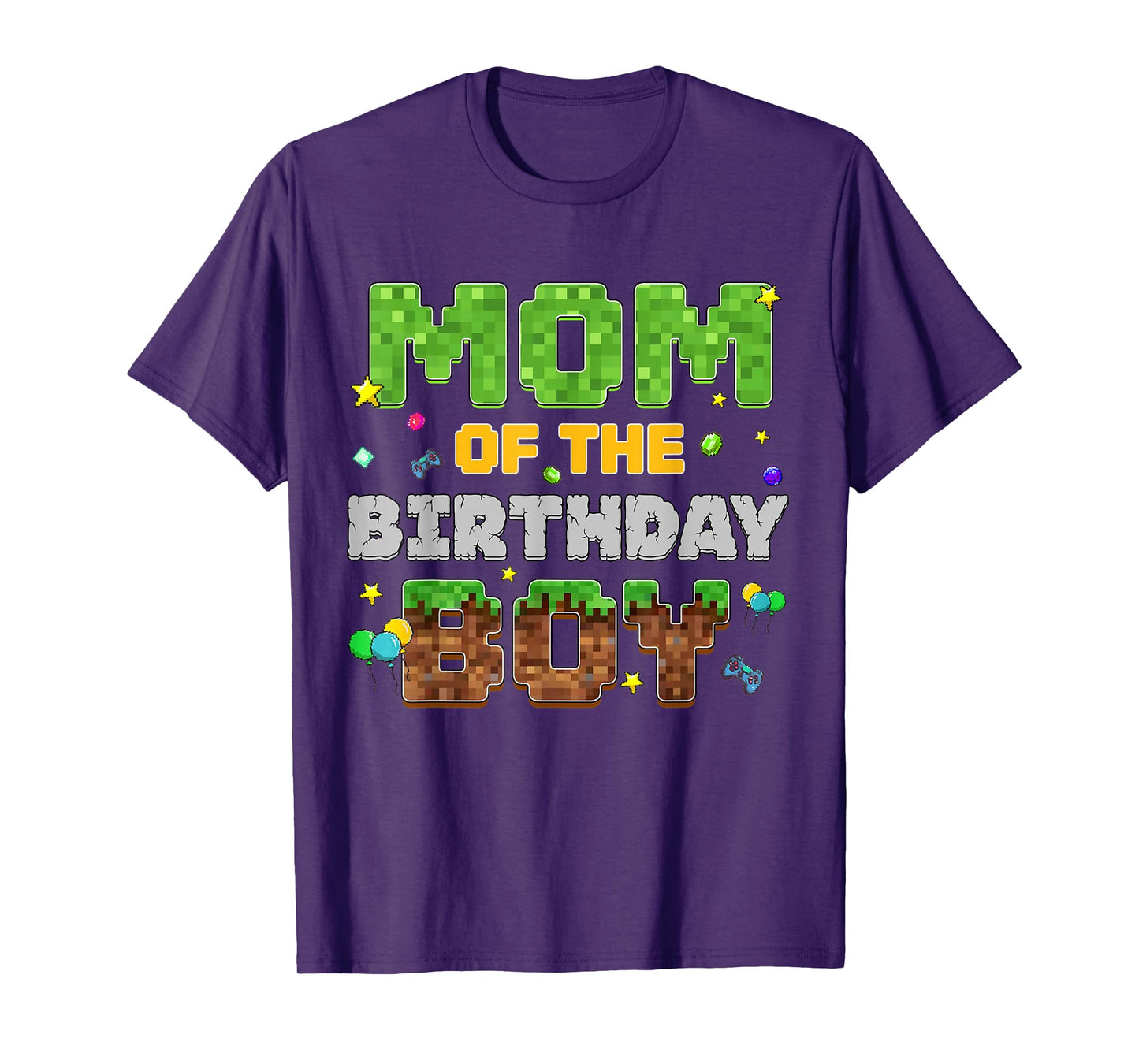Mom Of The Birthday Boy Pixel Gamer Party Matching Family T-Shirt