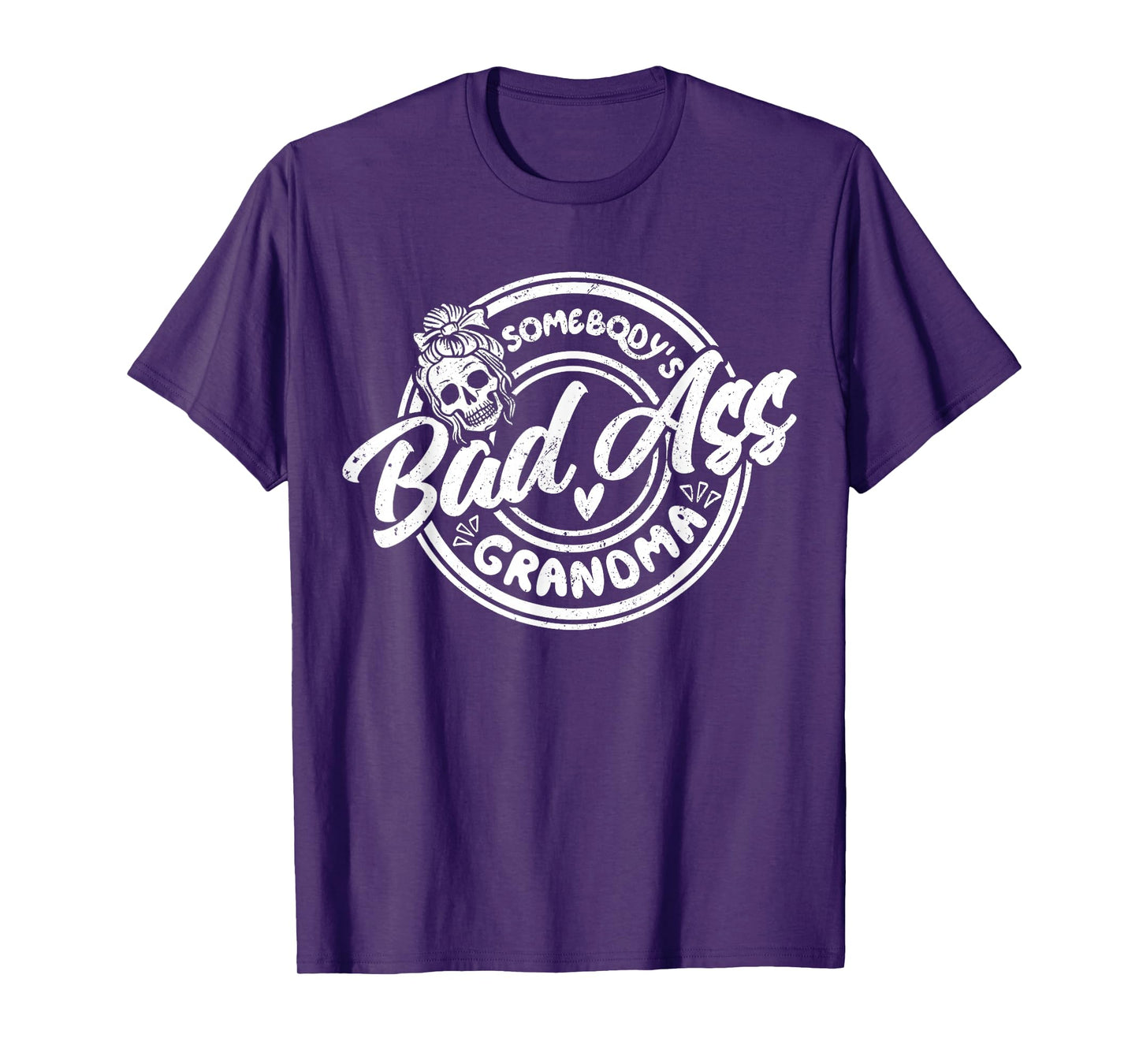 Funny Grandma Messy Bun Skeleton Somebody’s Badass Grandma T-Shirt