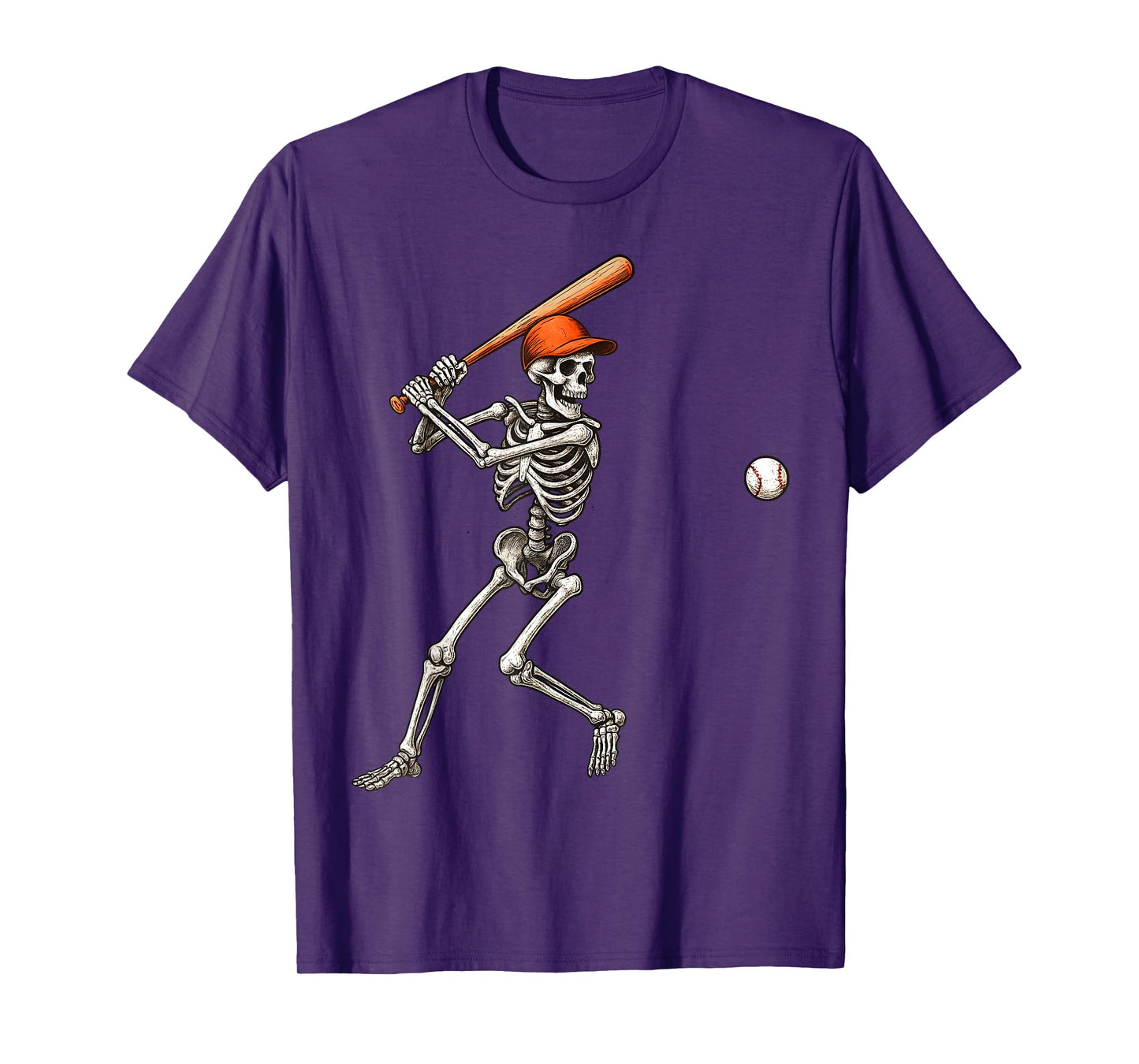 Funny Skeleton Batting Baseball Player Men Boys Halloween T-Shirt