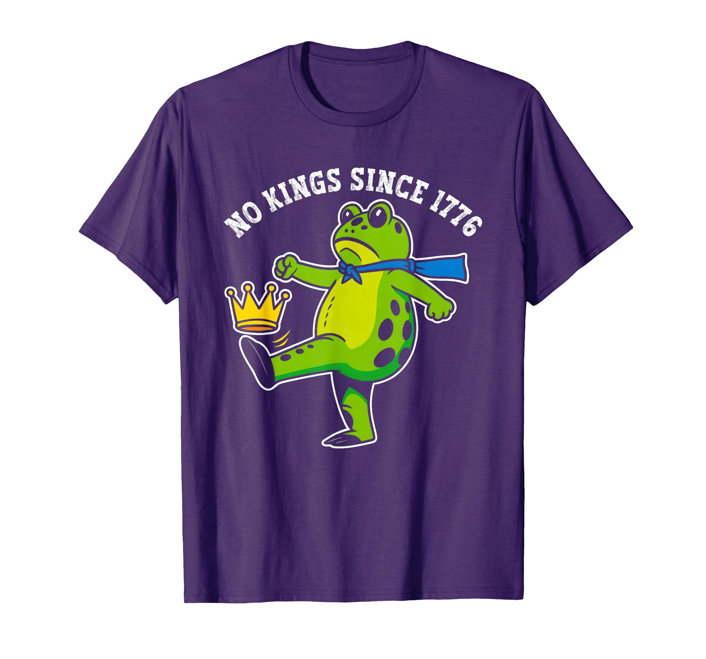 No Kings Since 1776 Portland Frog Kicking Crown Retro T-Shirt