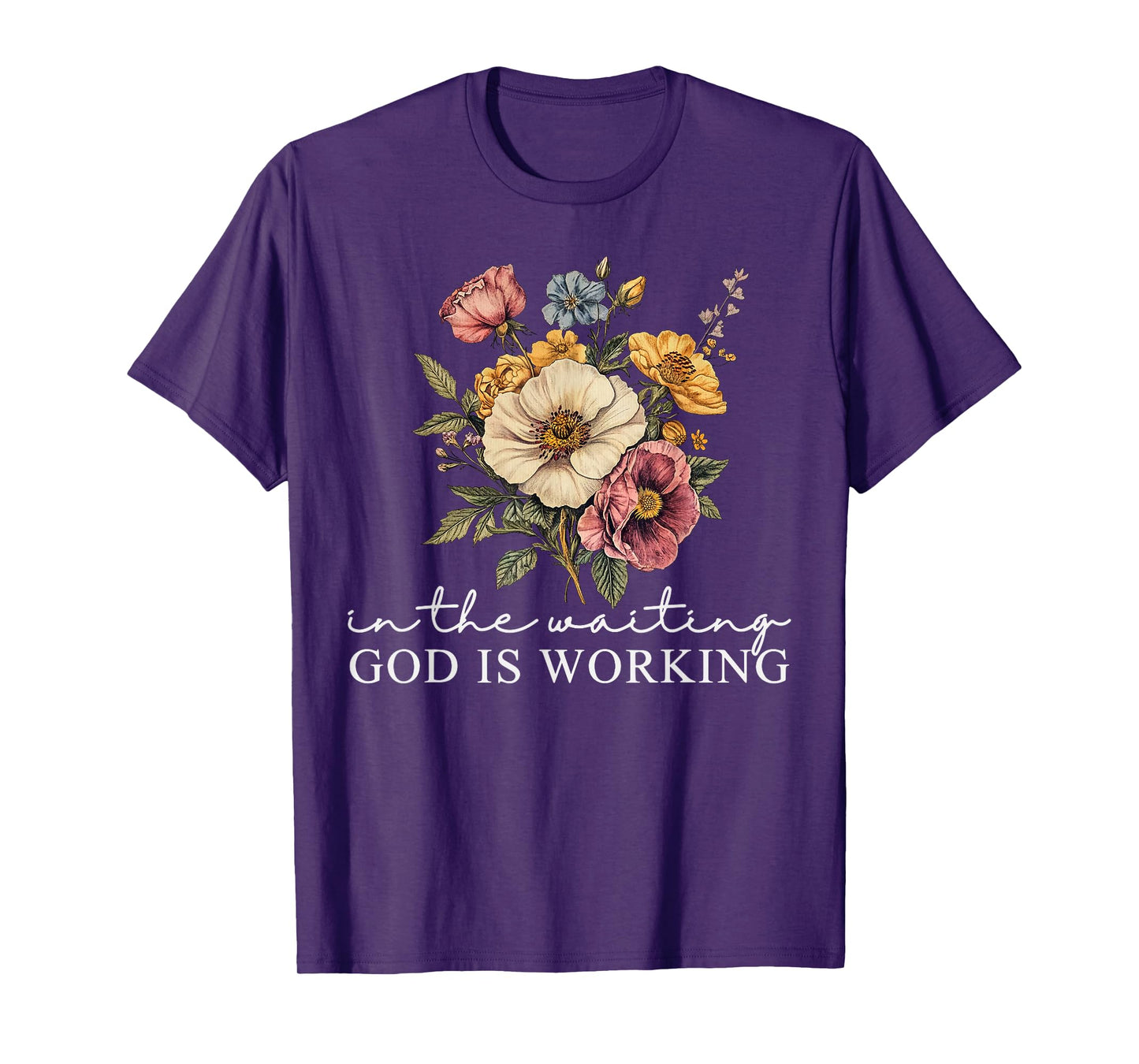 Retro In The Waiting God Is Working Faith Jesus Christian T-Shirt