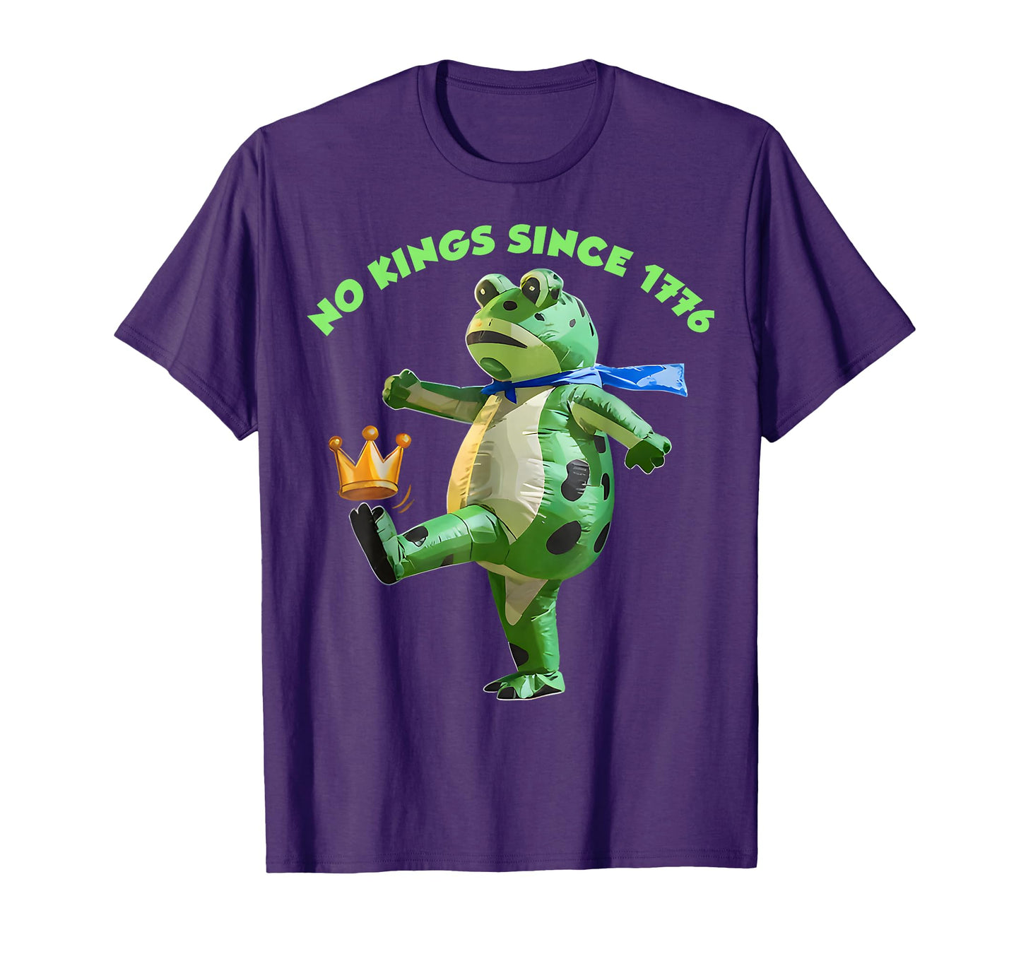 No Kings Since 1776 Portland Frog Kicking Crown Retro T-Shirt