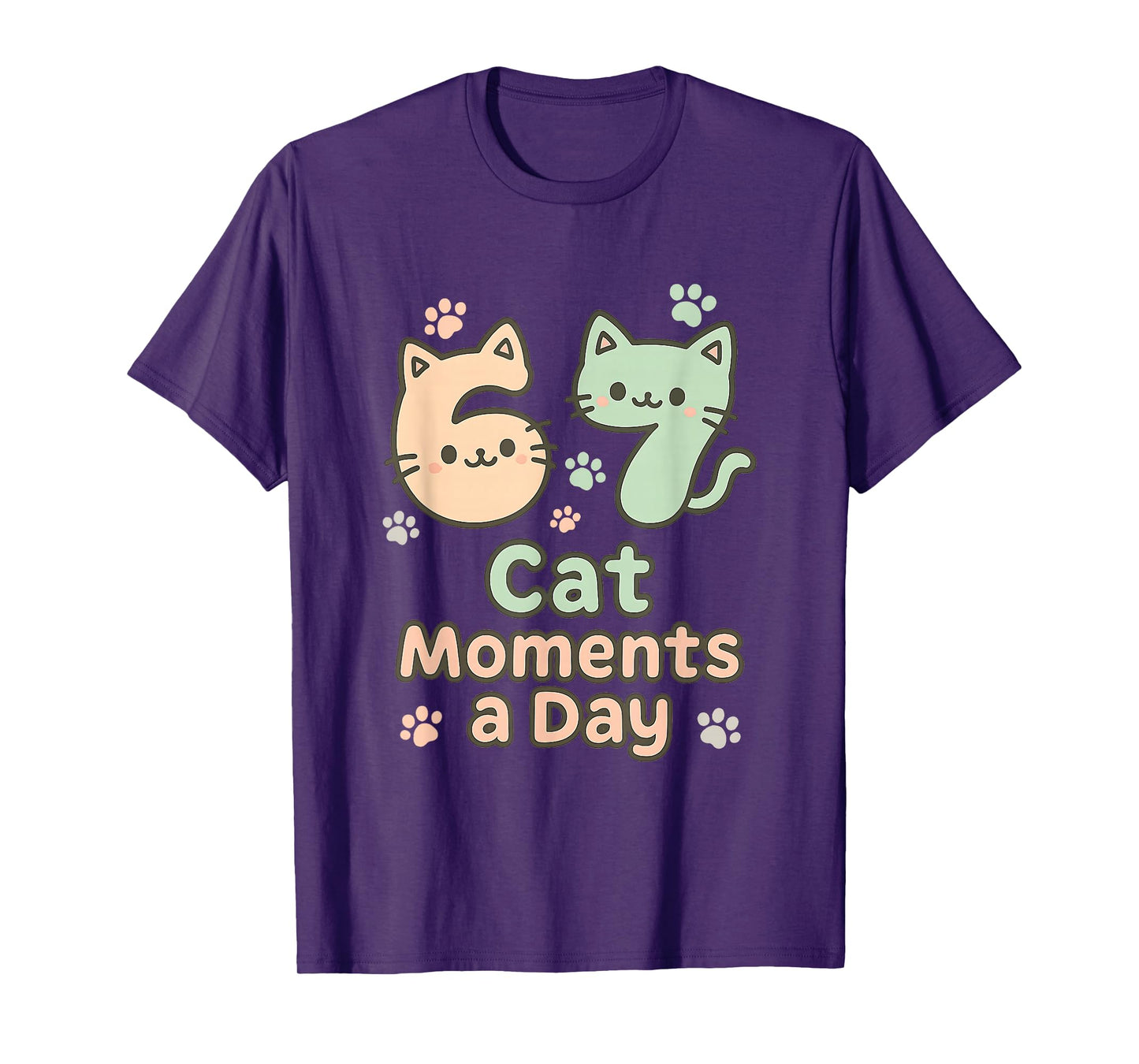 Kawaii Cat Kitten Mom 6 7 Alpha Gen Slang Six Seven Meme T-Shirt