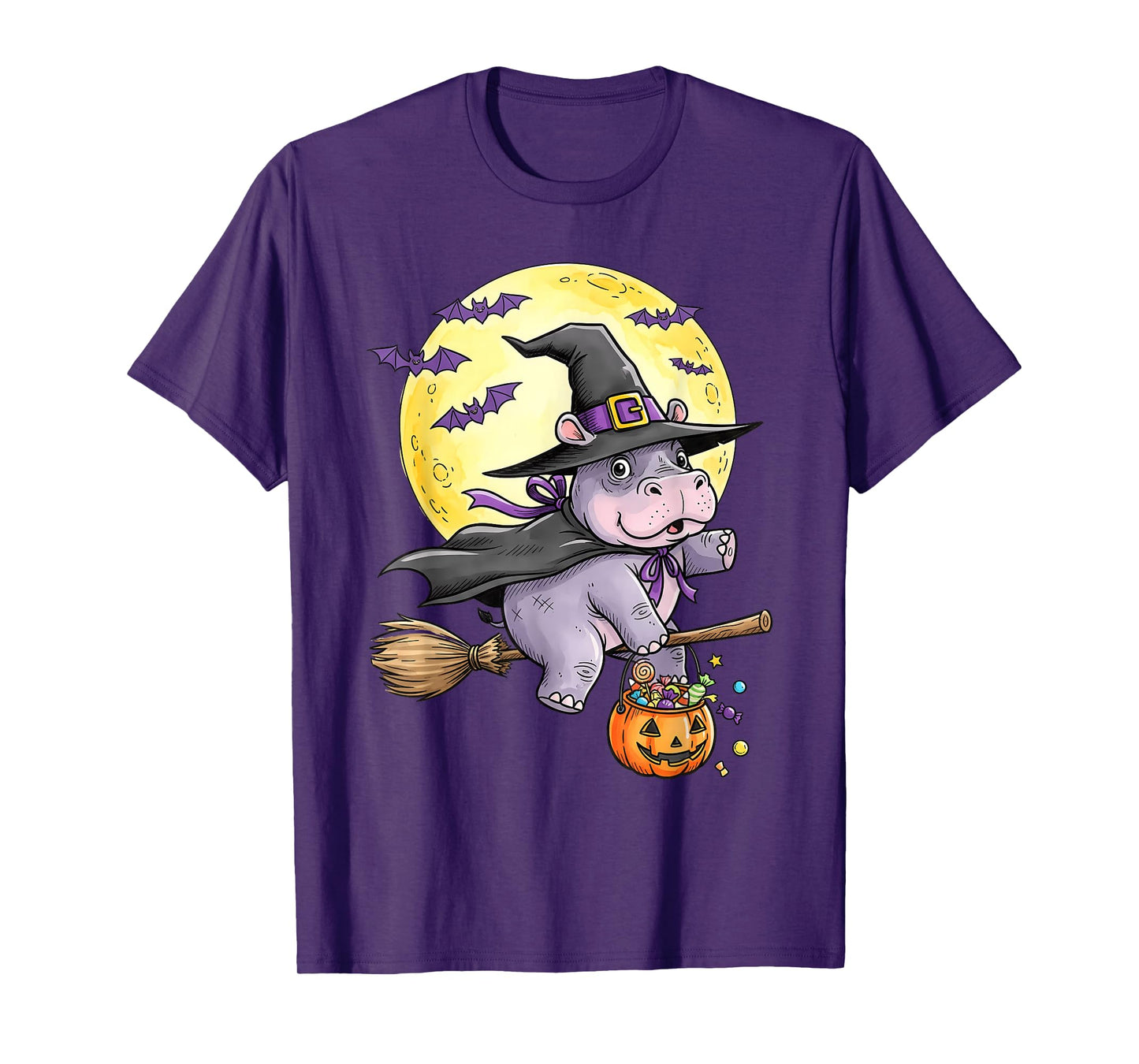 Cute Hippo Pumpkin Funny Halloween Hats Men Women Kids T-Shirt
