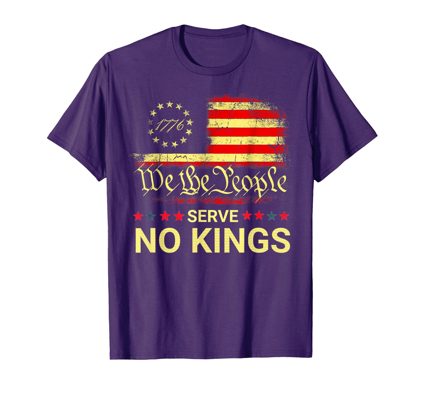 No Kings in America Since 1776 Distressed USA Flag Vintage T-Shirt