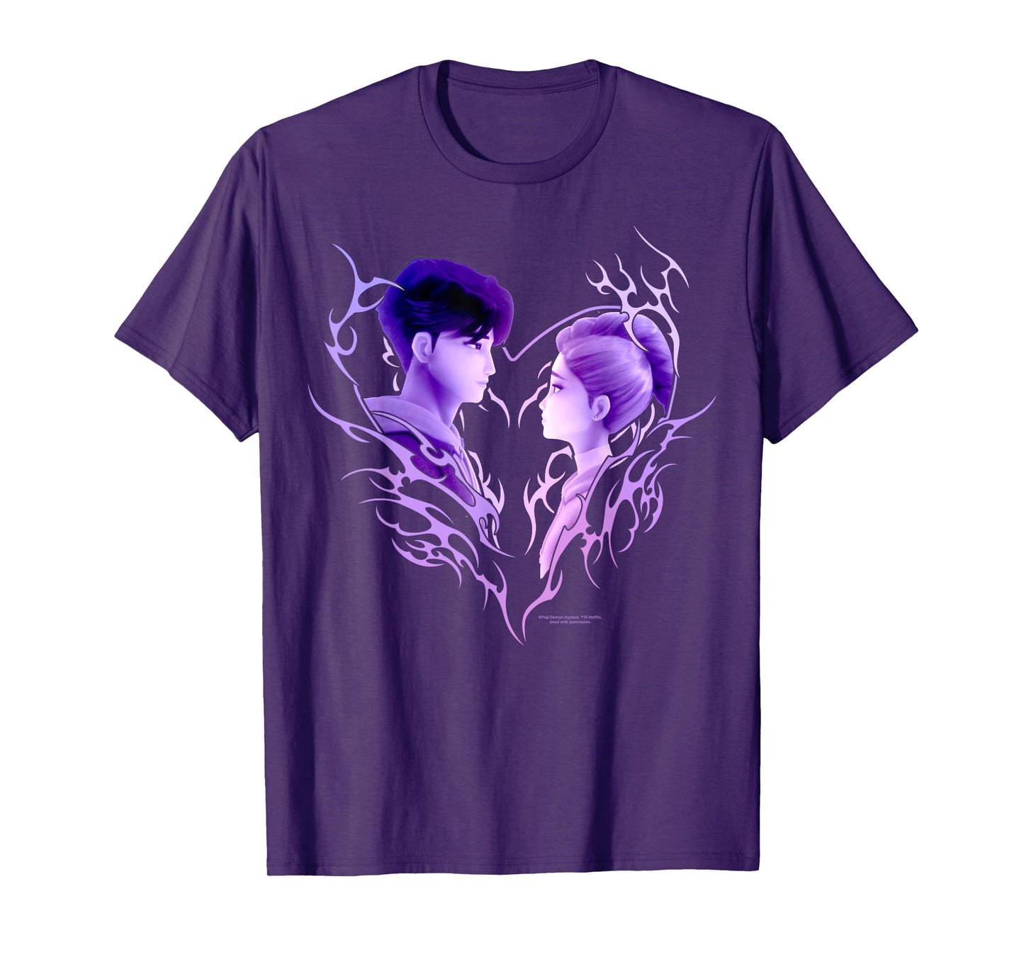 Kpop Demon Hunters Halloween Jinu & Rumi Heart Portrait T-Shirt