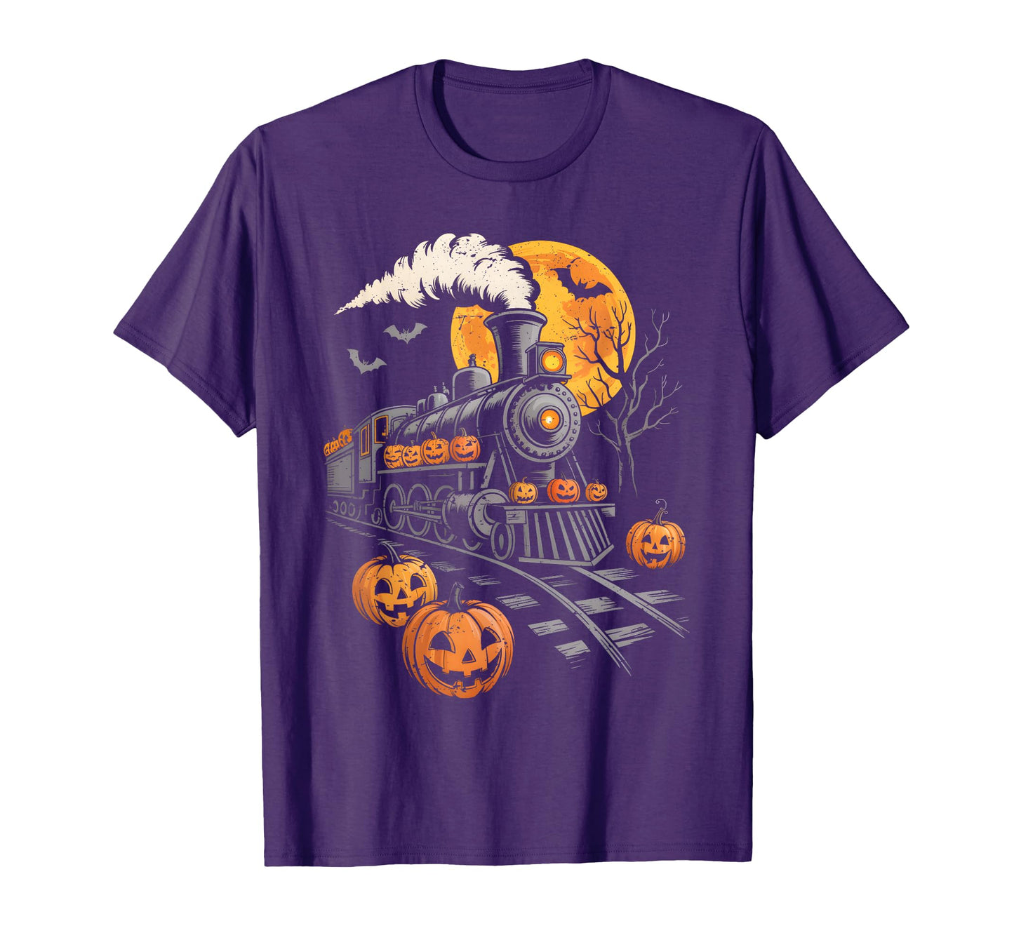 Vintage Halloween Train Jack O Lantern Pumpkin Men Women Kid T-Shirt
