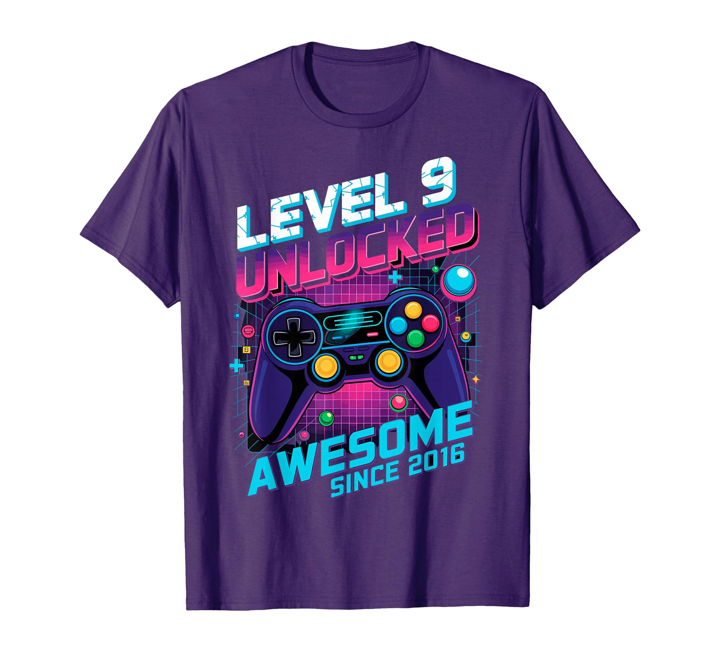 Awesome Since 2016 9th Birthday Level 9 Unlocked Gamer T-Shirt