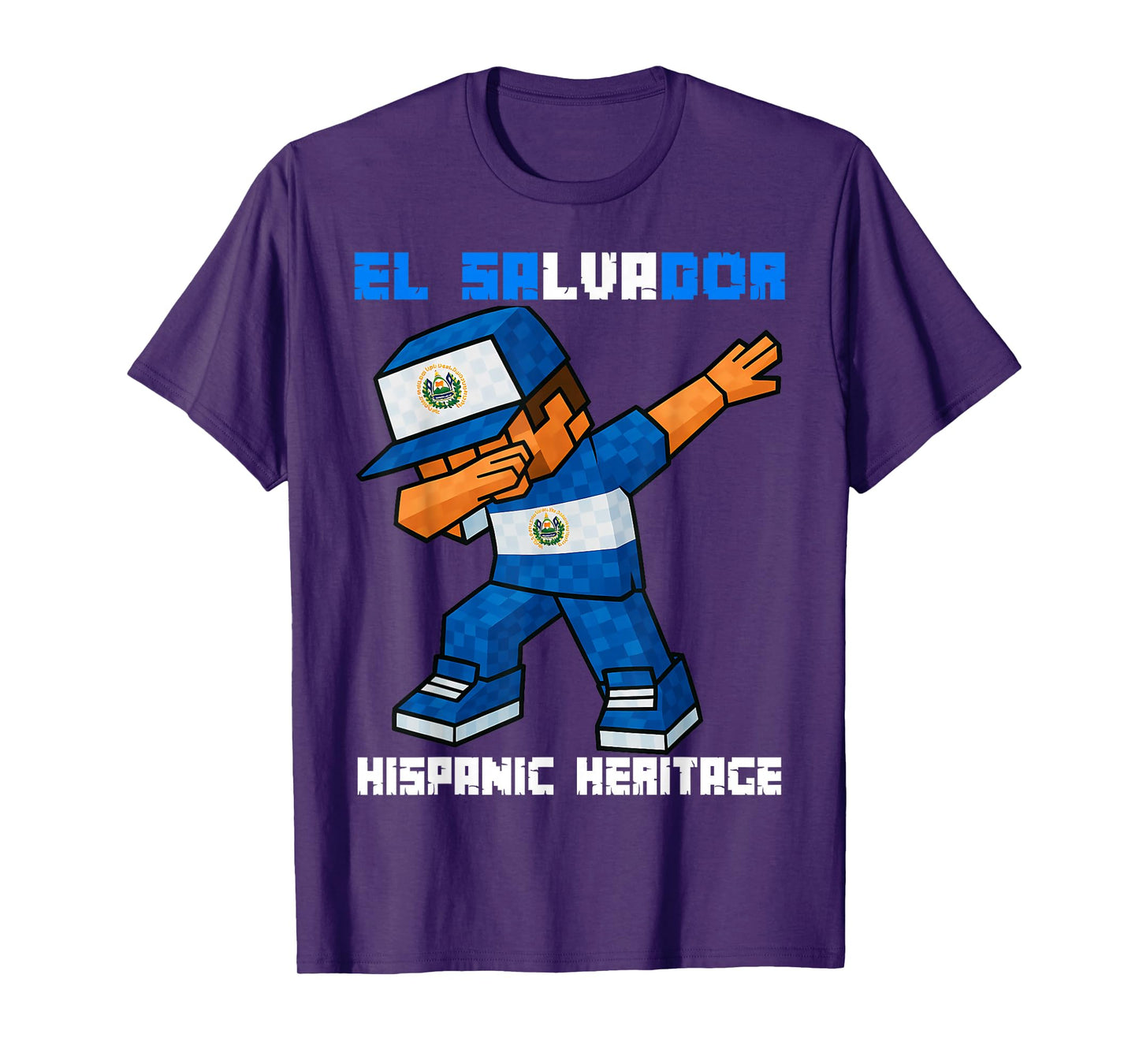 El Salvador Dab Kids Game Pixel Hispanic Heritage Salvadoran T-Shirt