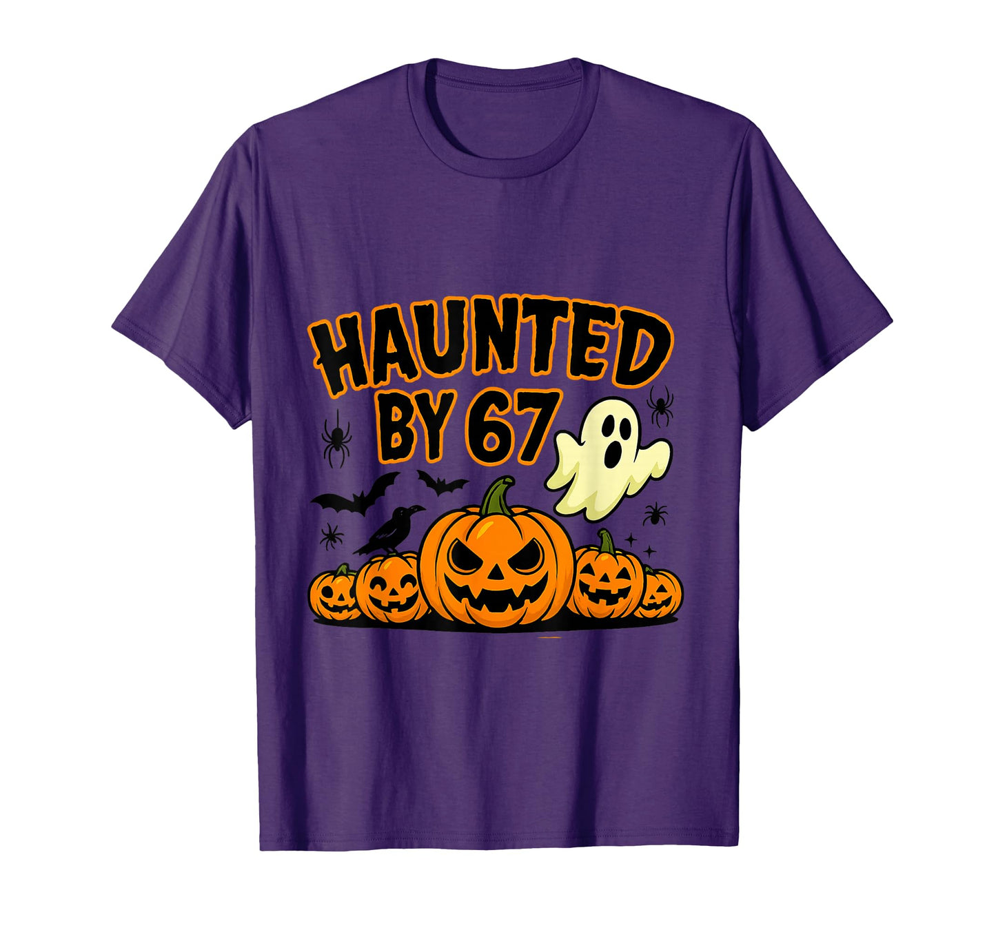 Haunted by 67 Six Seven Halloween Meme Ghost Pumpkin Design T-Shirt