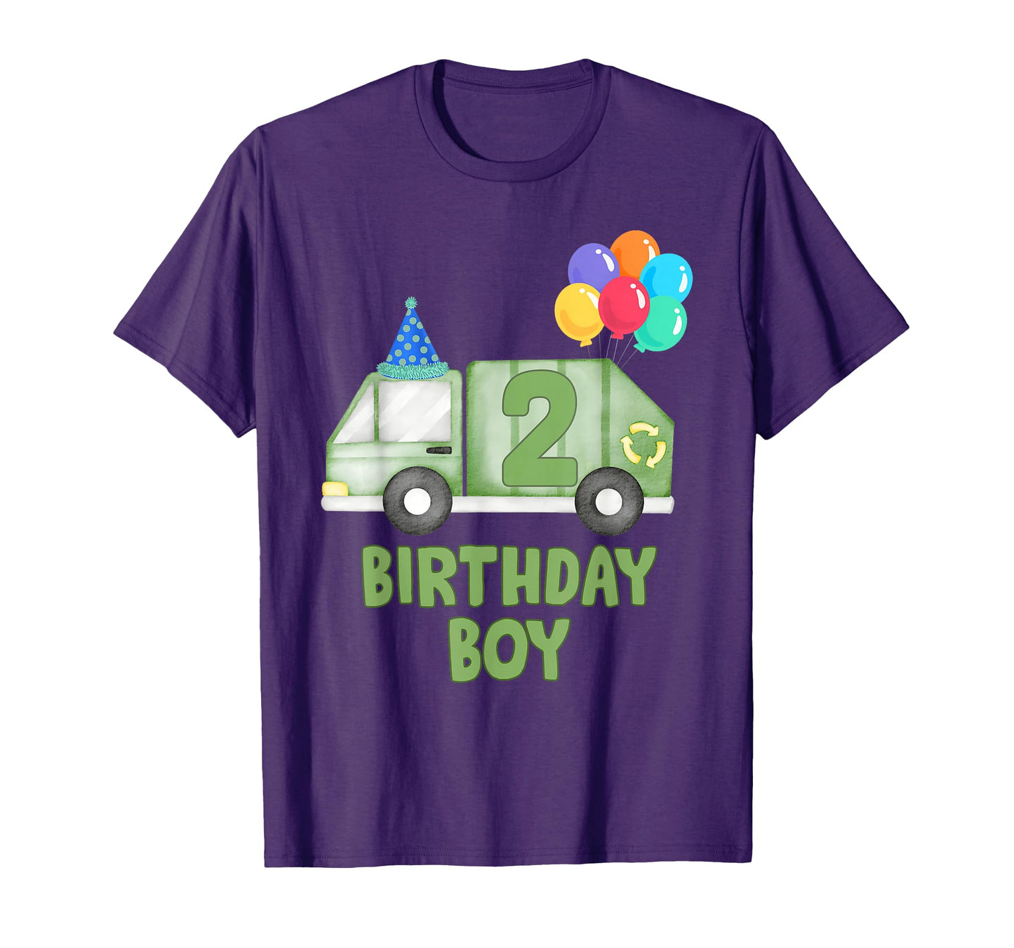 Garbage Truck Birthday Boy Girl Trash Truck 2nd Birthday T-Shirt