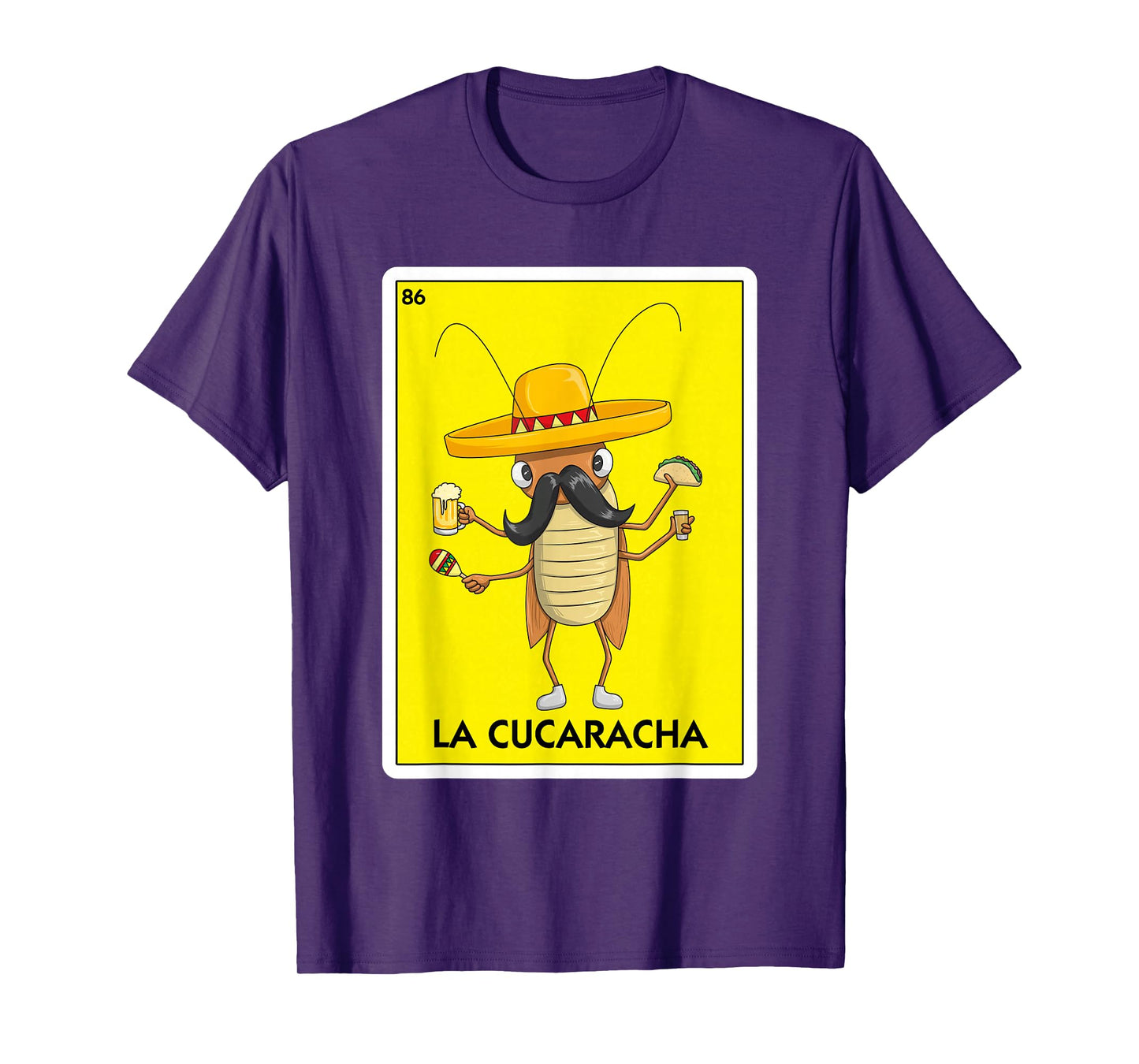 La Cucaracha Cockroach With Taco & Beer Mexican Card Game T-Shirt