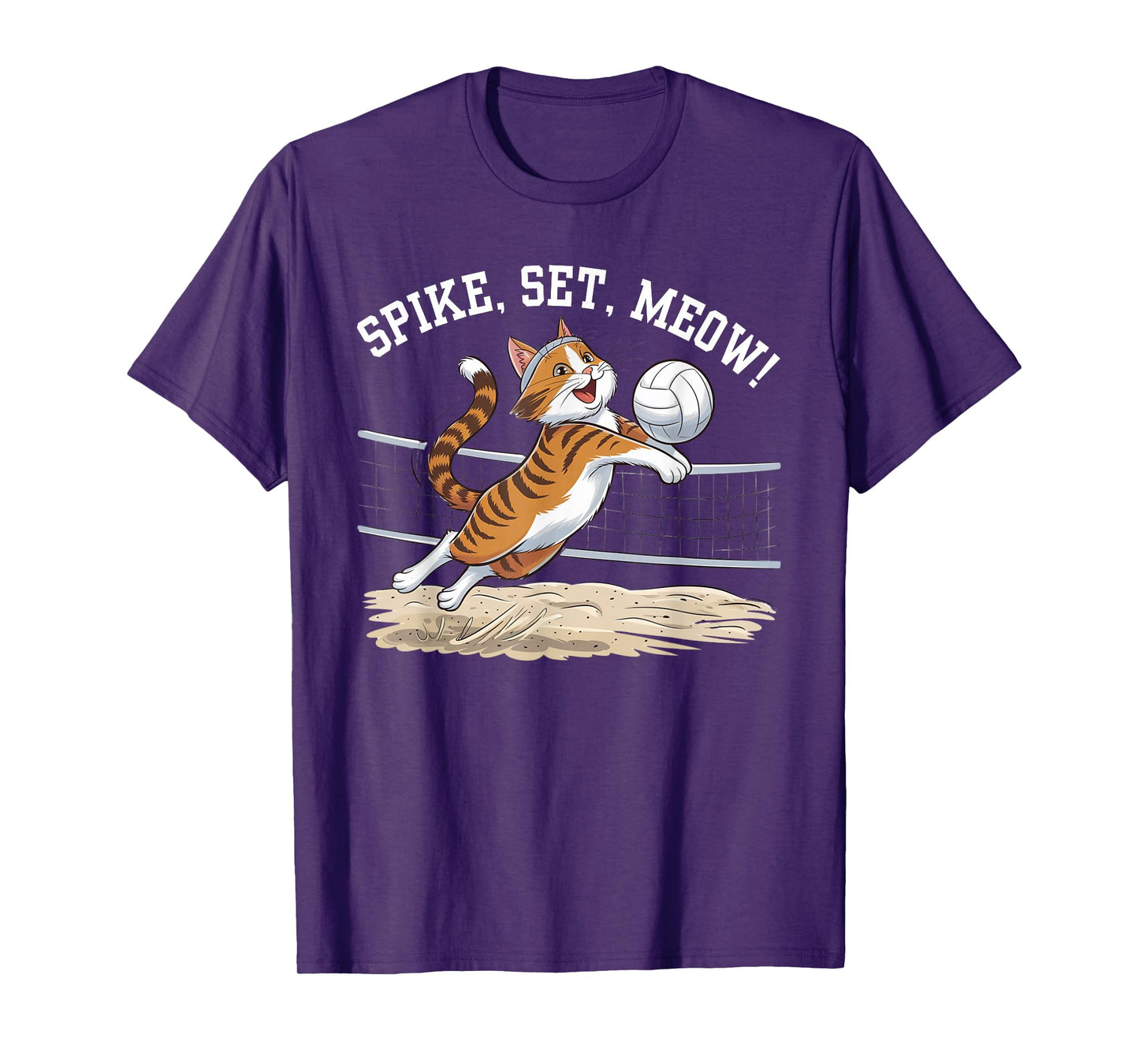 Funny Cat Playing Volleyball Kitten Volleyball Player Beach T-Shirt