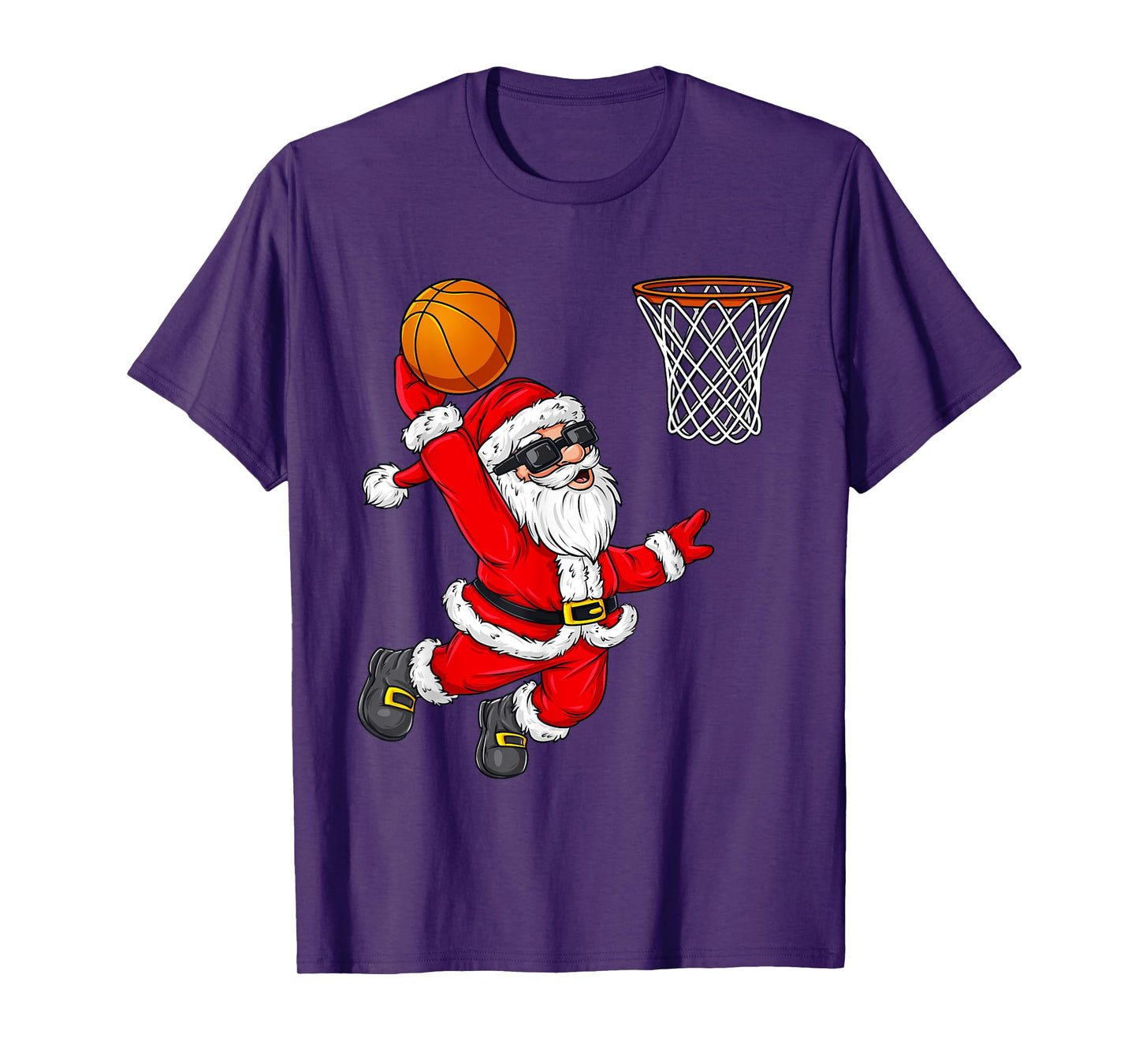 Christmas Santa Claus Dunking A Basketball Boys Kids Xmas T-Shirt