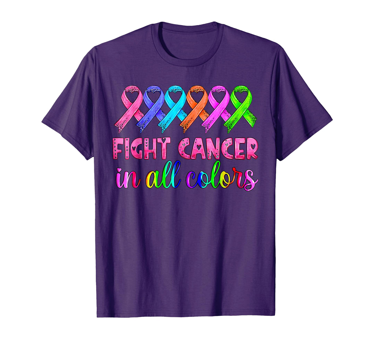 Fight Cancer In All Color Feather Breast Cancer Awareness T-Shirt