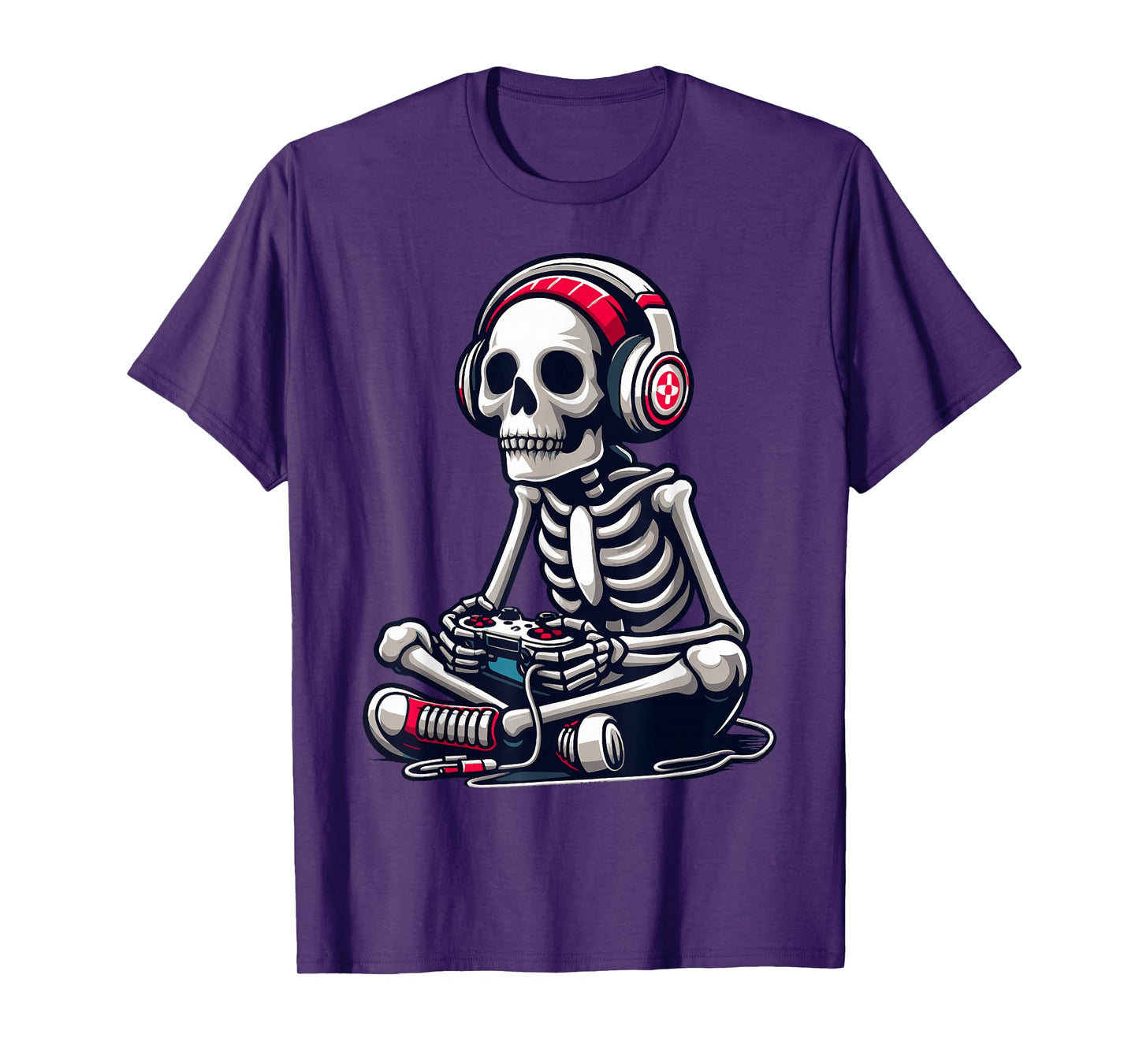 Skeleton Gamer Video Gaming Boys Men Kids Children Halloween T-Shirt