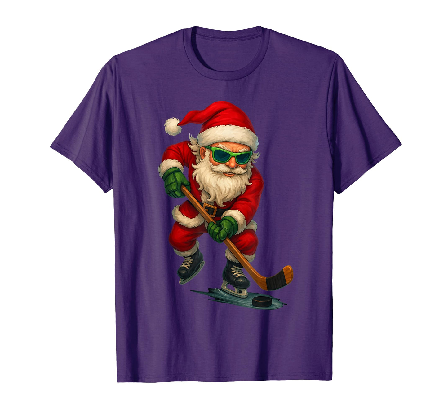 Santa Ice Hockey Player Christmas Xmas Boys Men Boys Funny T-Shirt