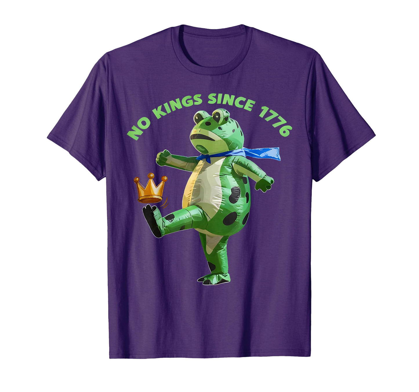 No Kings Since 1776 Portland Frog Kicking Crown Retro T-Shirt