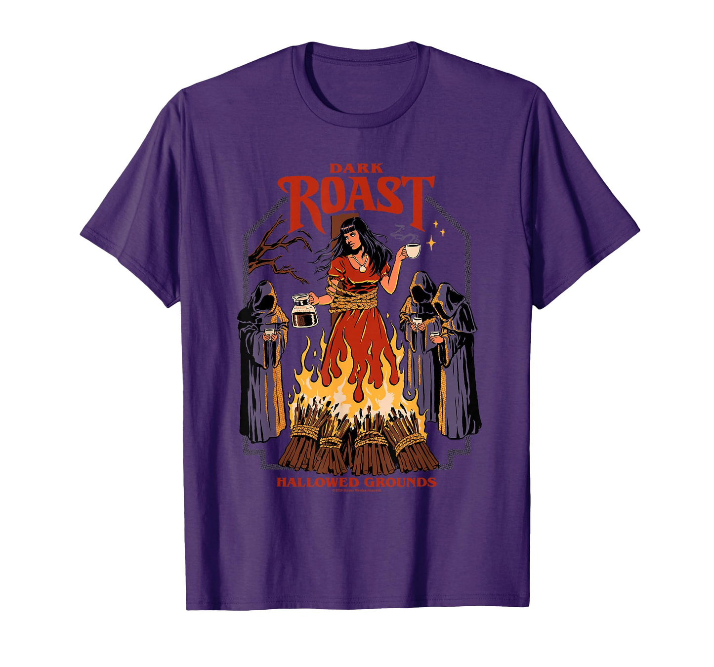 Dark Roast Coffee Witch Occult Retro Funny Adult Humor T-Shirt