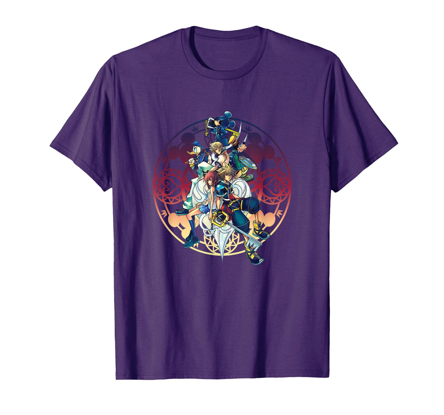 Disney Kingdom Hearts Group Shot Color Gradient Circle Heart T-Shirt