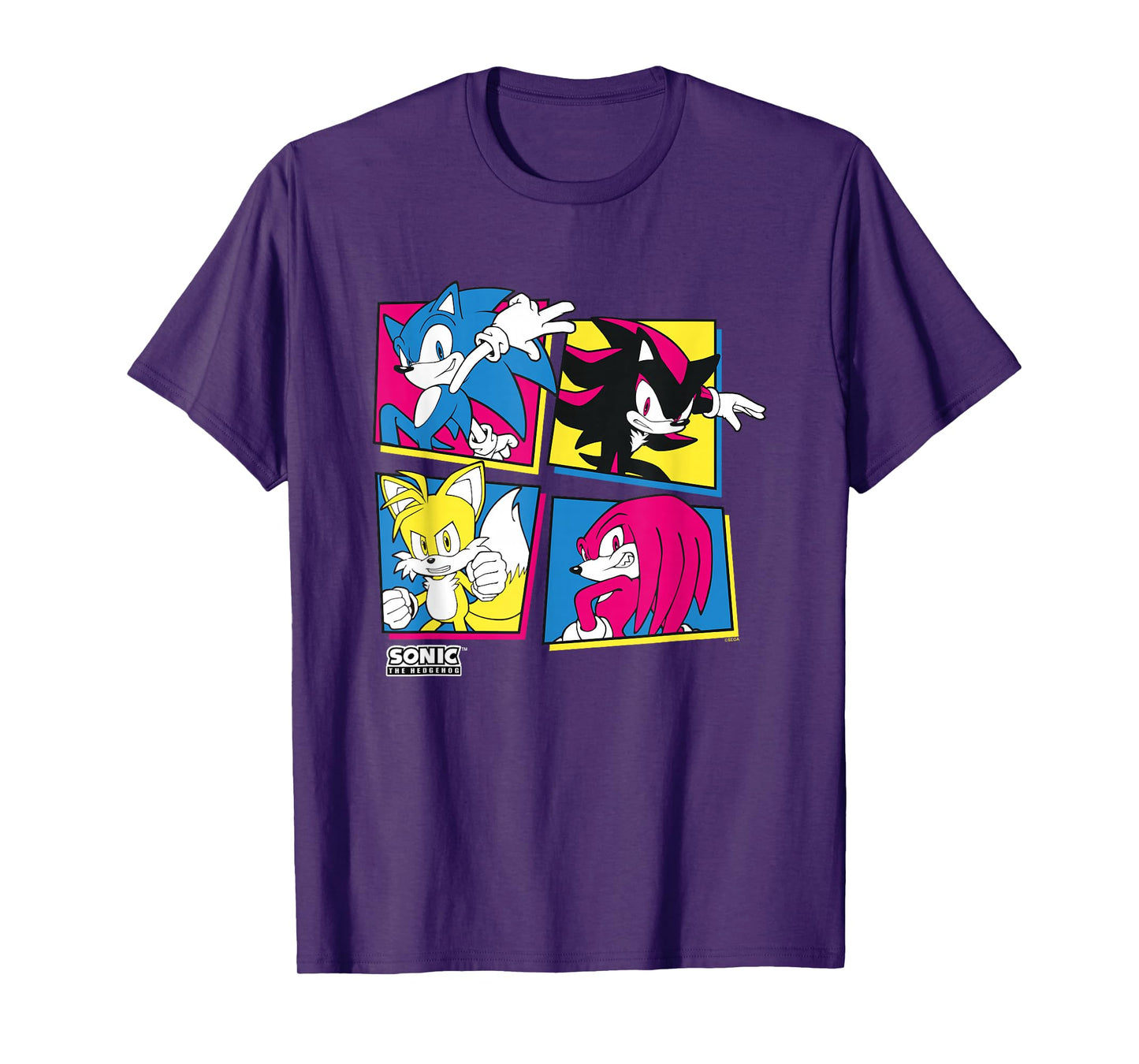 Sonic The Hedgehog Sonic Shadow Tails Knuckles Retro Panels T-Shirt