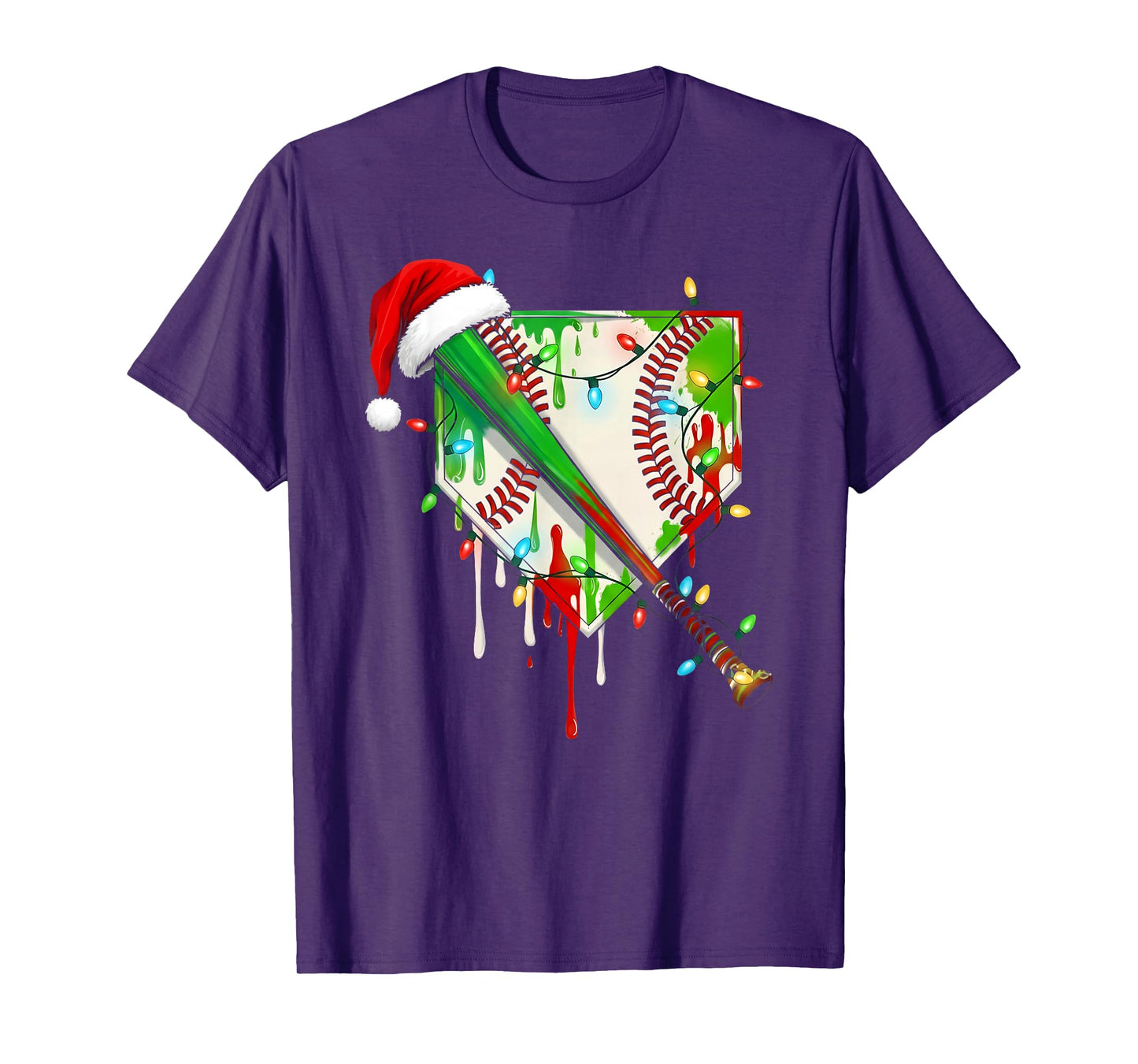 Santa Sports Ice Baseball Christmas Xmas Pajama Kid Men Boys T-Shirt