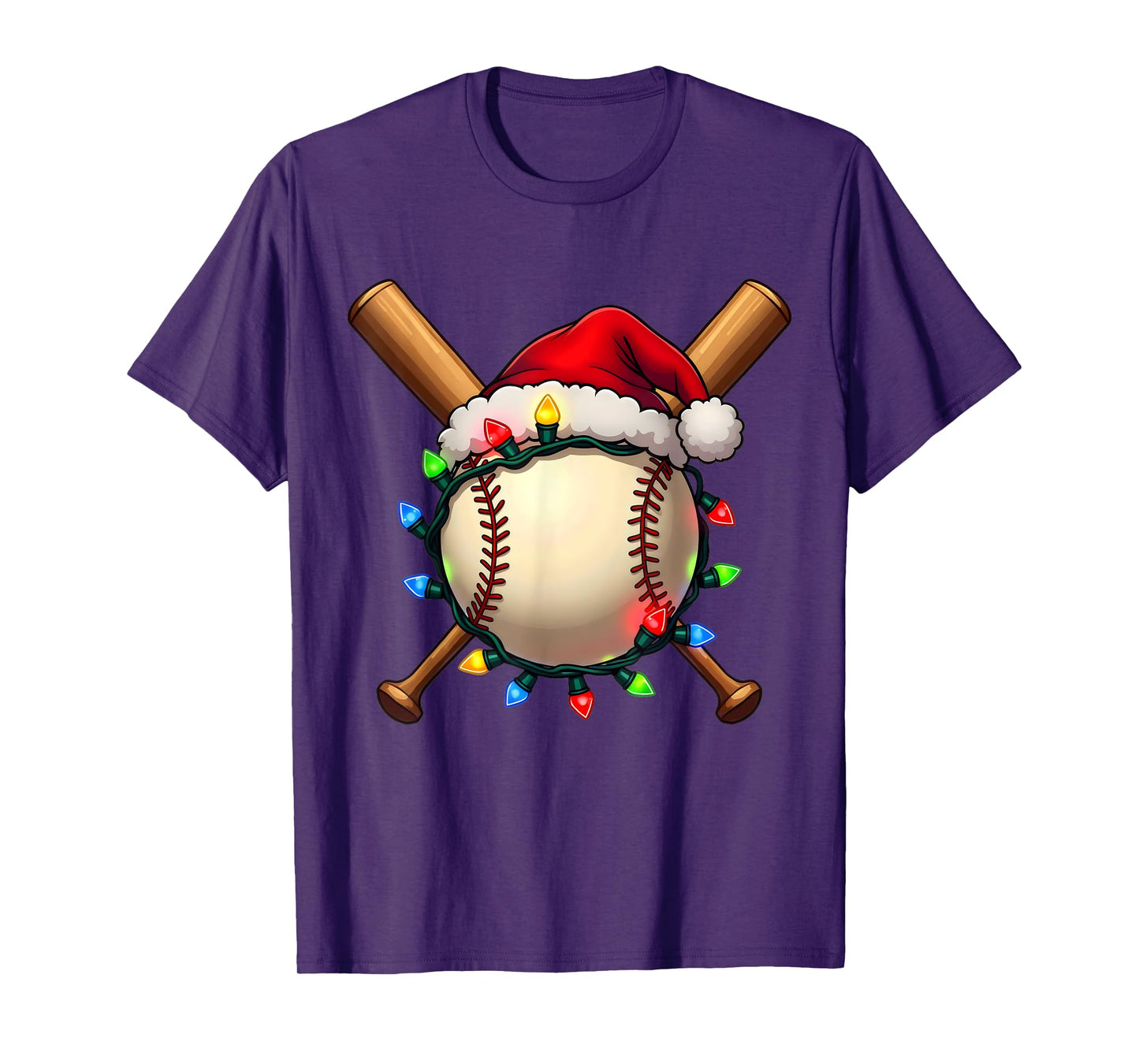 Santa Sports For Men Boys Christmas Day Baseball Player Cool T-Shirt