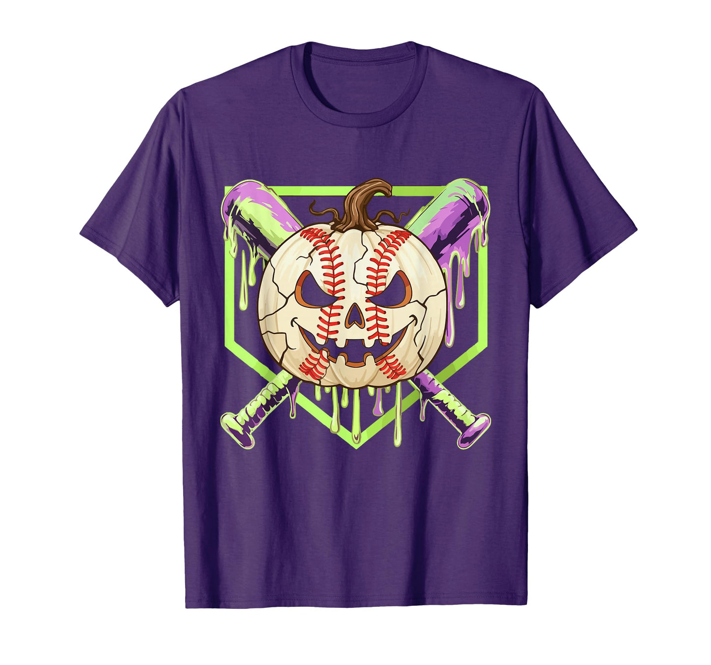 Baseball Pumpkin Halloween Baseball Drip Spooky Halloween T-Shirt