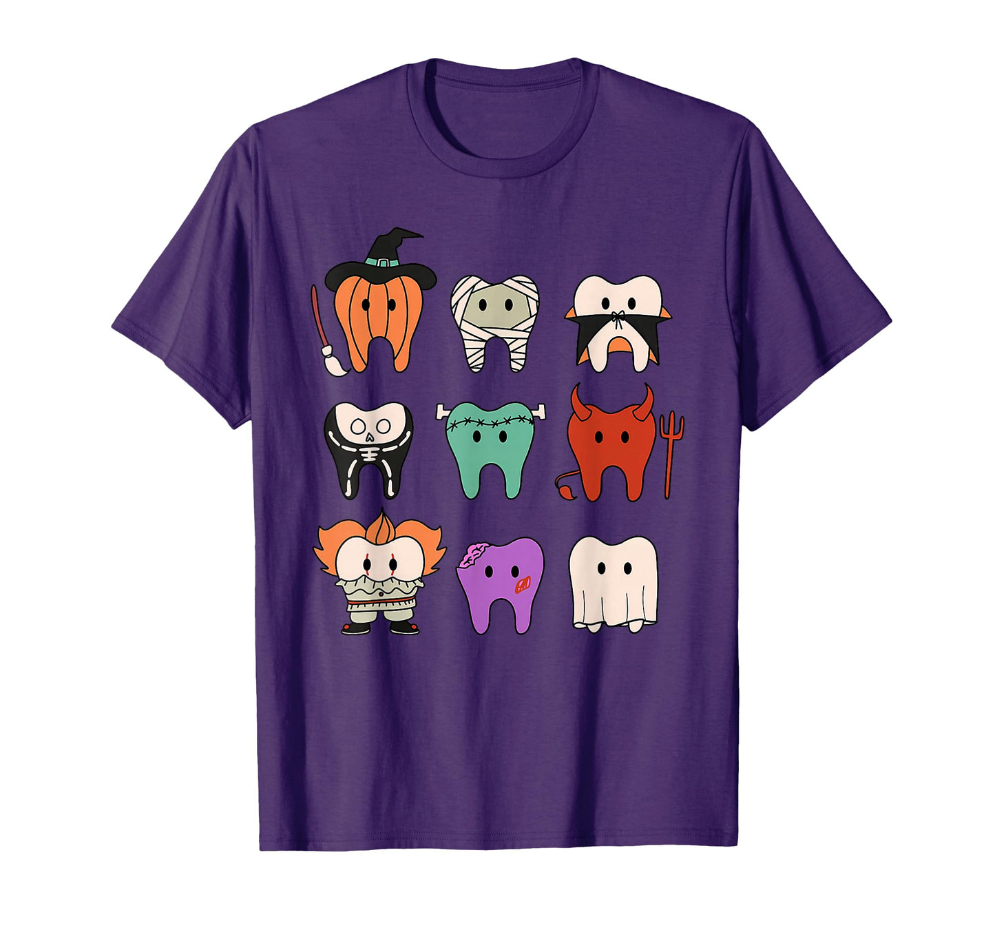Funny Cute Dental Hygiene Monsters Teeth Squad Halloween T-Shirt