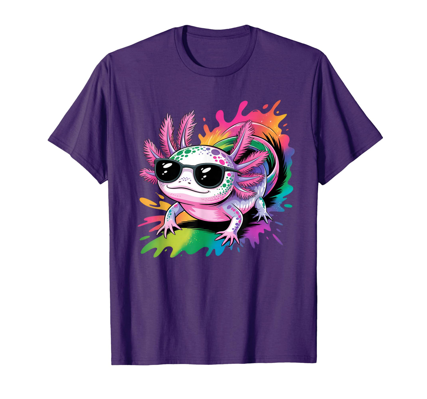 Axolotl with Sunglasses Colorful Cool Axolotl Graphic T-Shirt