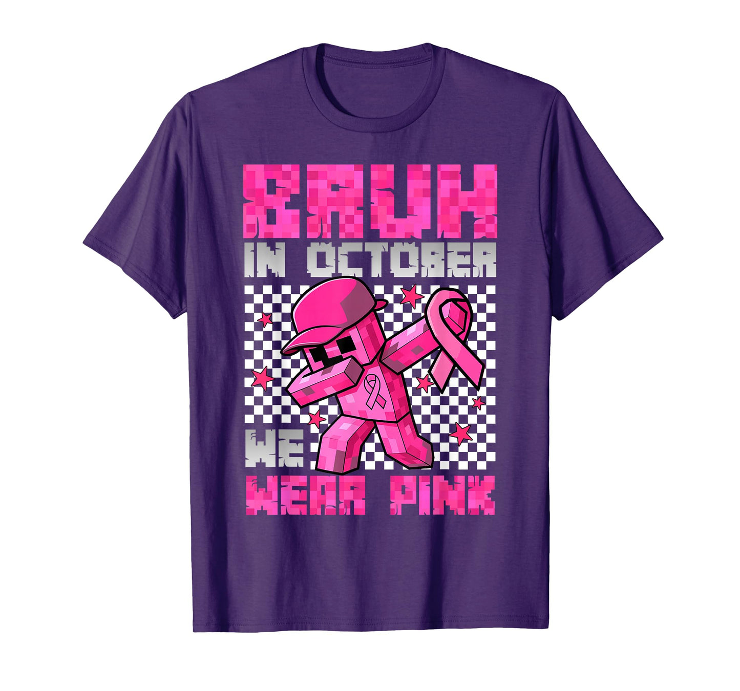 Bruh in October We Wear Pink Breast Cancer Game Kids Boy Men T-Shirt