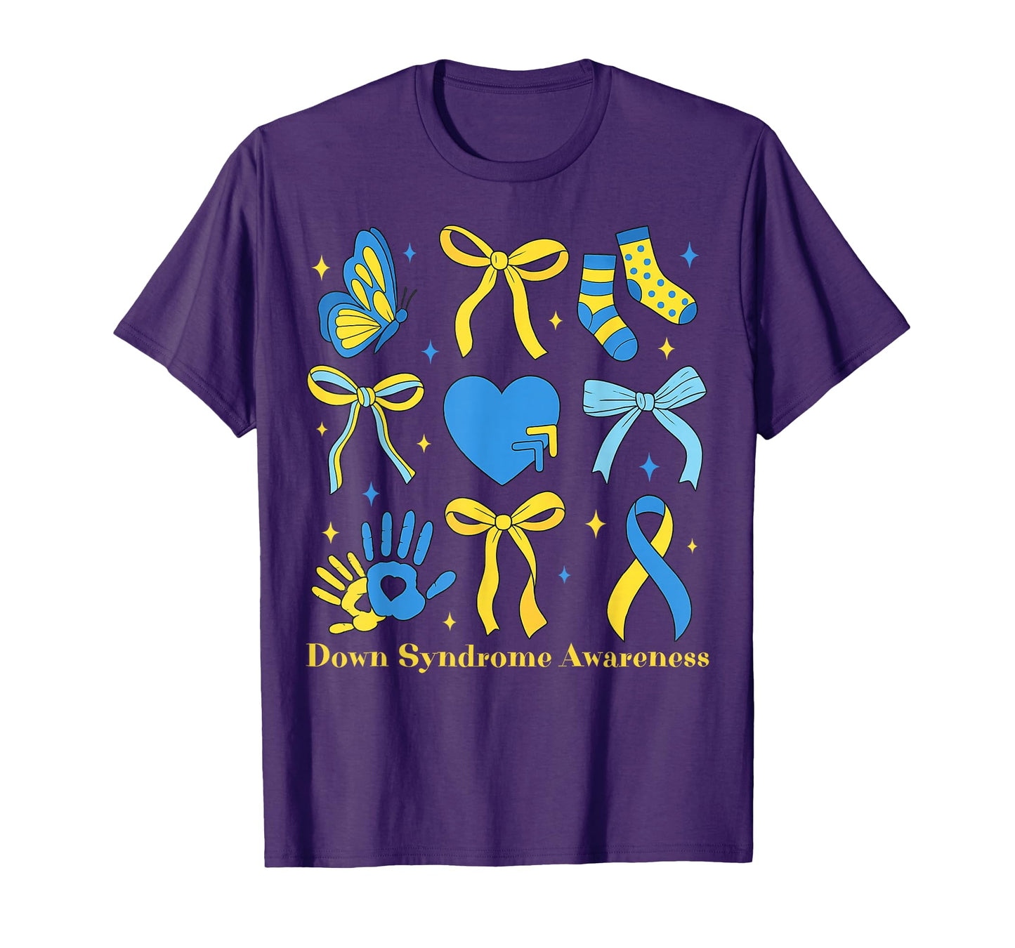 Down Syndrome Awareness Flower Blue and Yellow Coquette T-Shirt