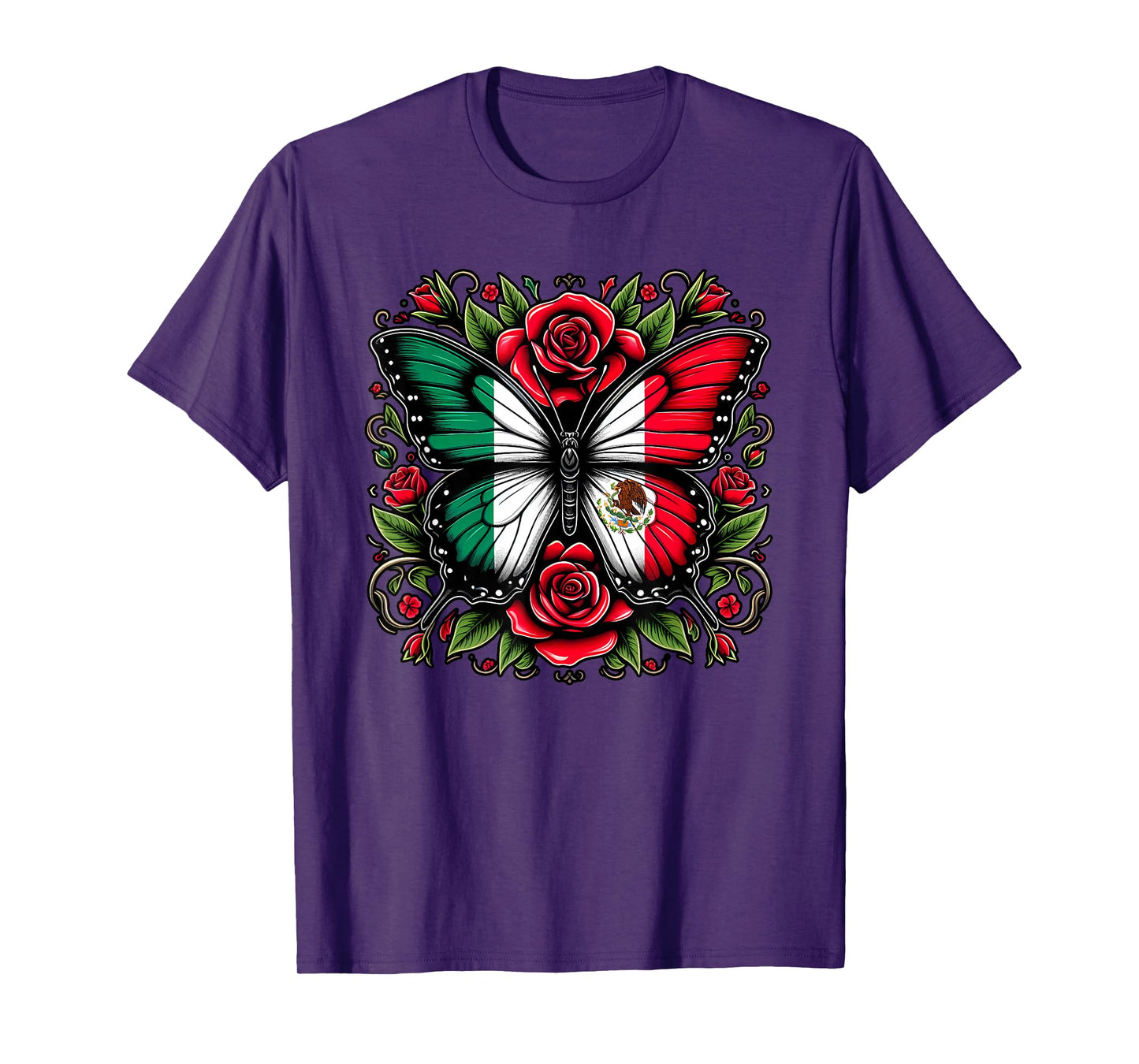 Mexican Independence Day Tee | Mexico Butterfly Flag Women's T-Shirt