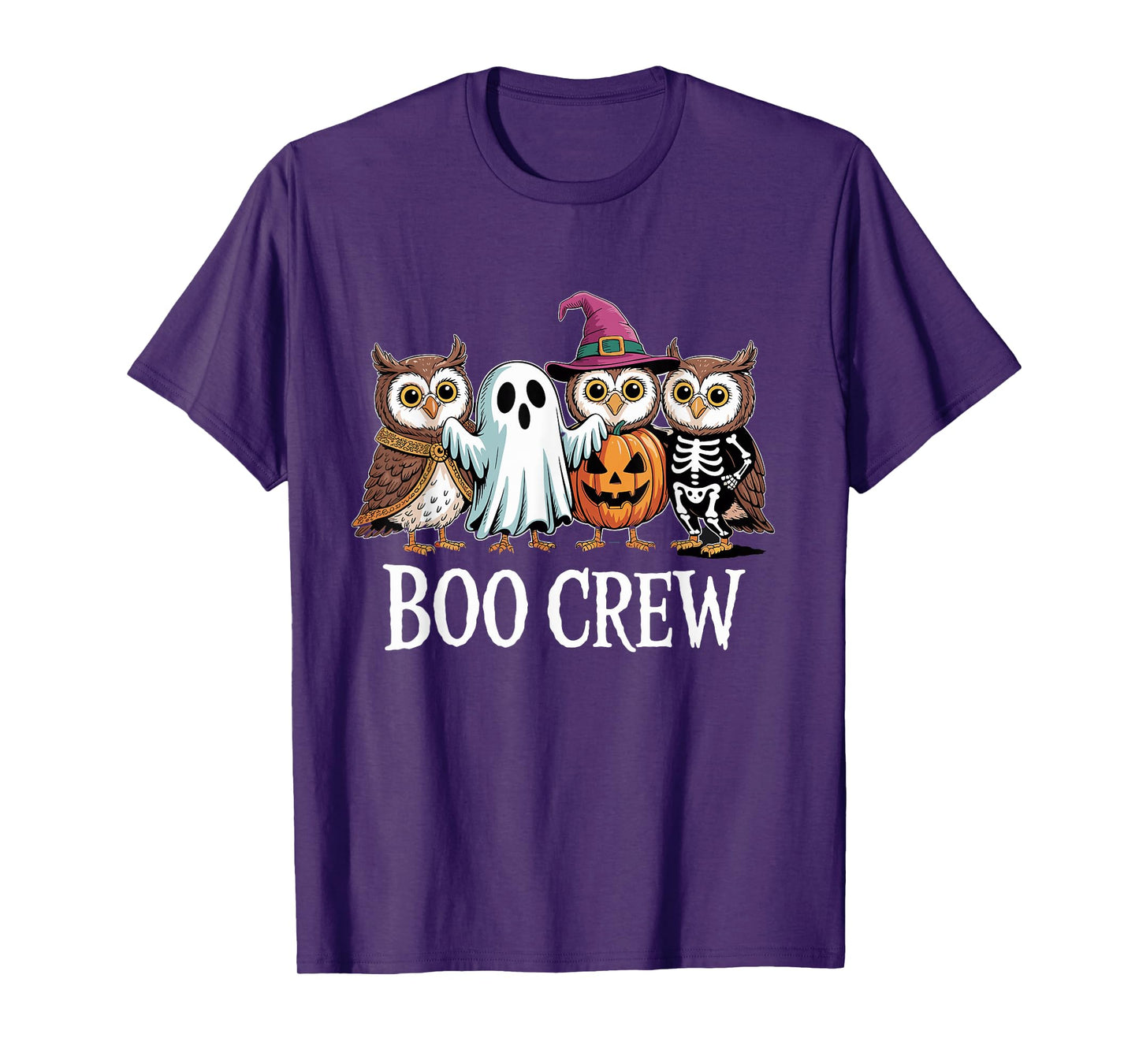 Boo Crew Halloween Owls Ghost Pumpkin Witch Skeleton T-Shirt
