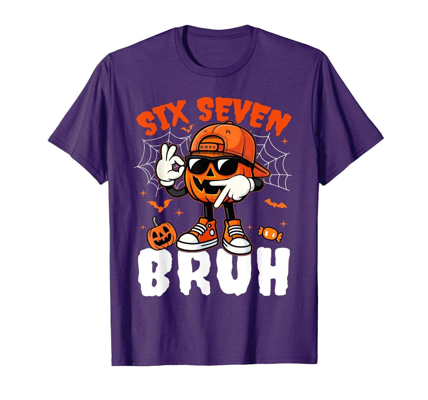 Funny Six Seven Meme Brainrot Pumpkin Kids Bruh 67 Halloween T-Shirt