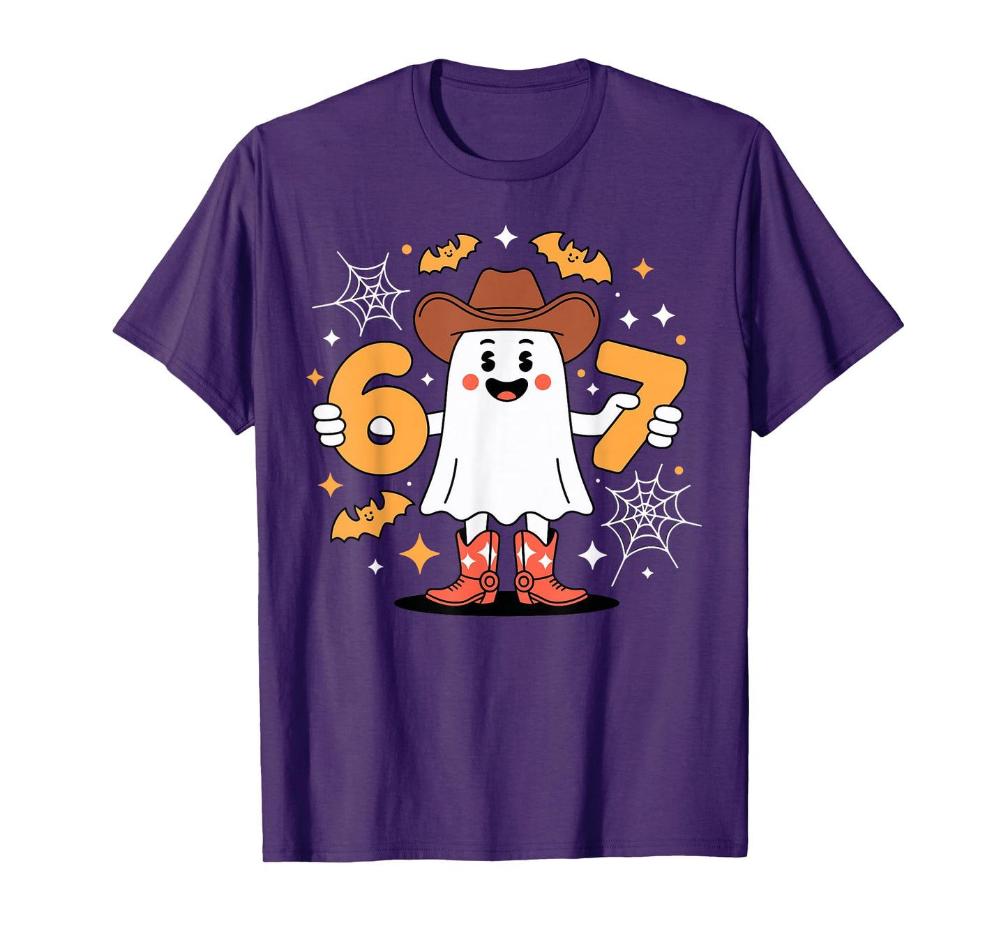 6 7 Halloween Ghost 67 Meme Gen Alpha Six Seven T-Shirt