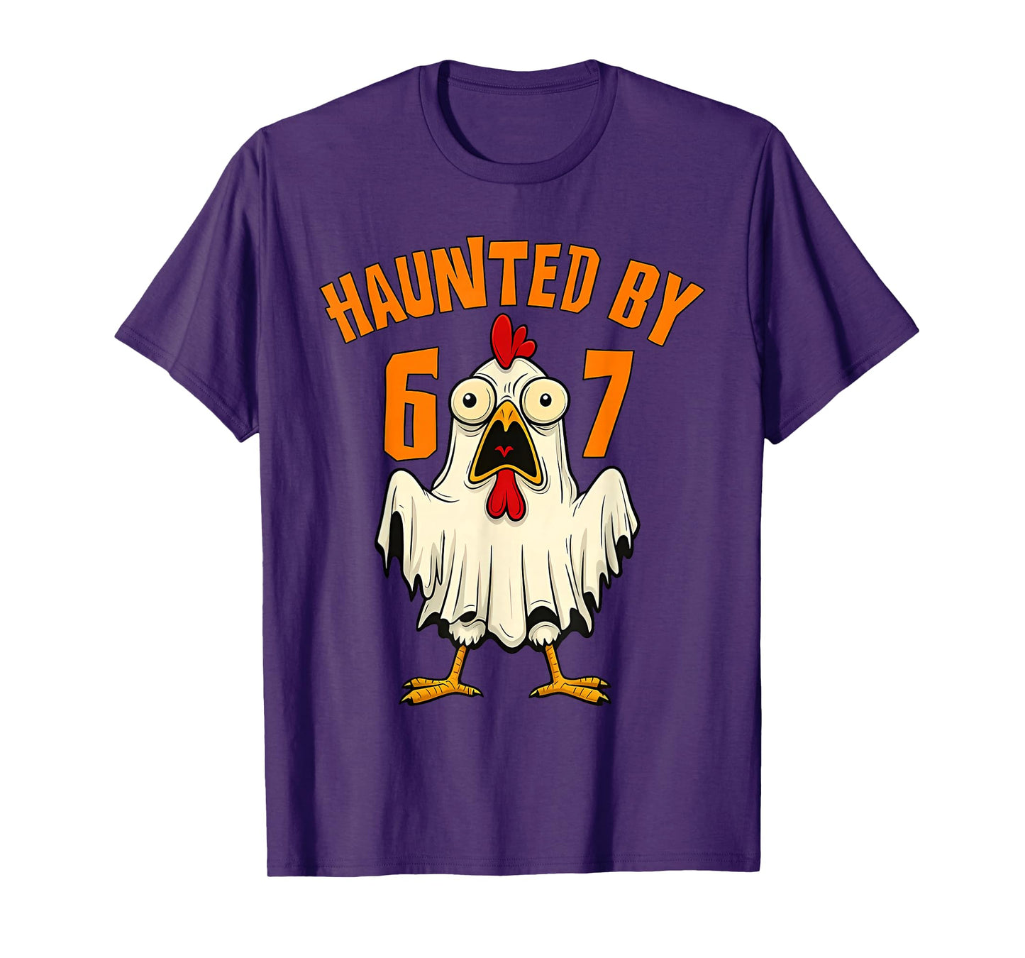 Haunted by 67 Chicken Meme Funny Halloween Boys Girls Kids T-Shirt