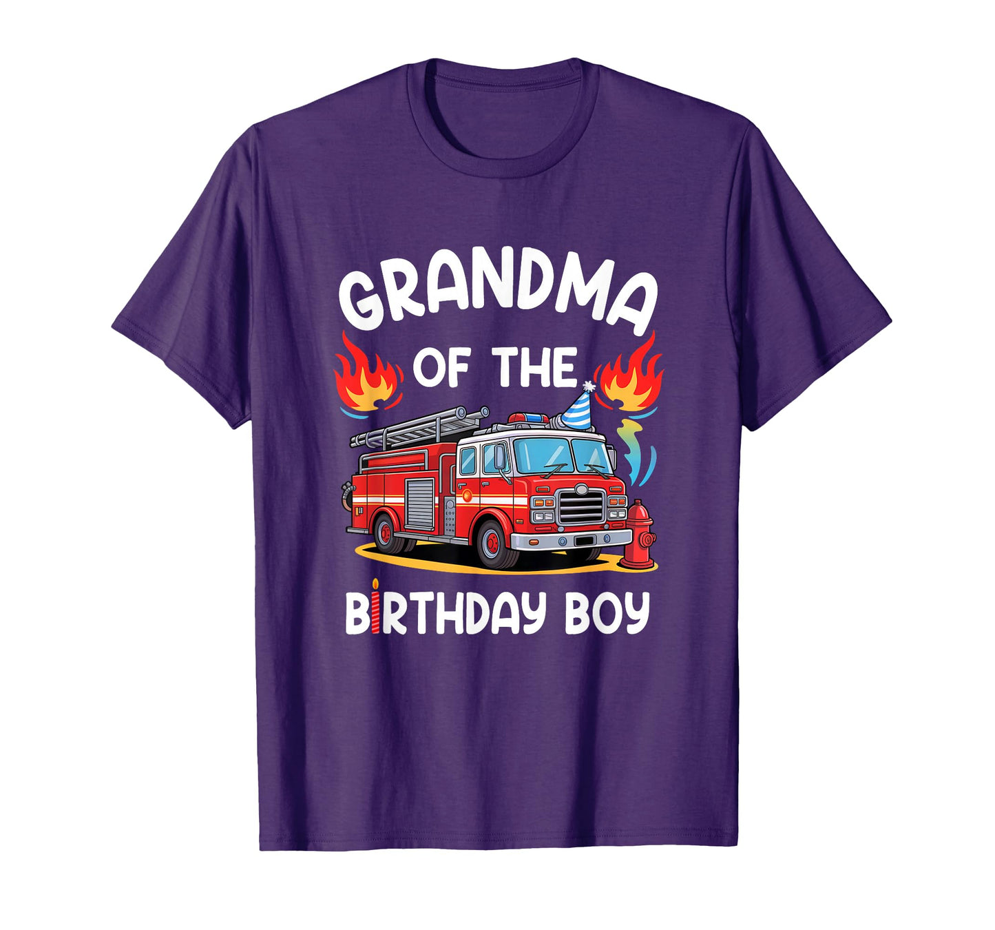 Grandma Of The Birthday Boy Fire Truck Firefighter 1St Party T-Shirt
