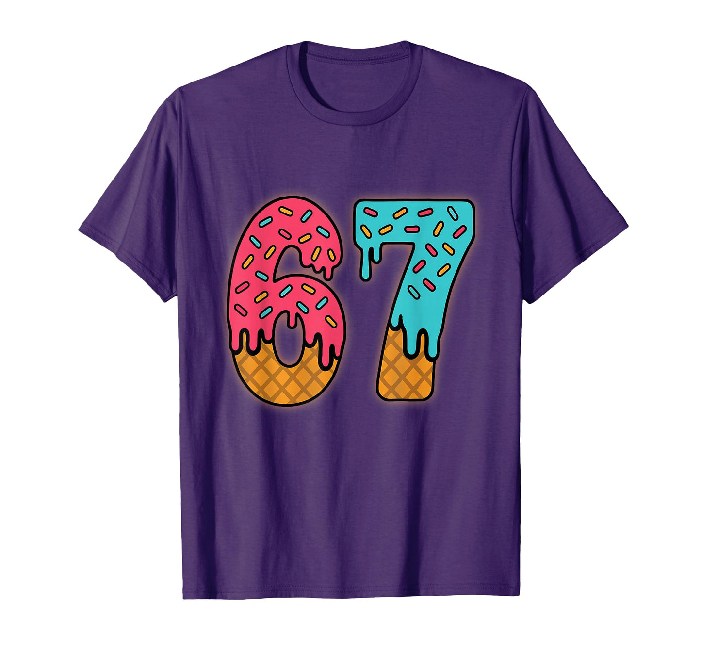 Six Seven Funny Ice Cream Drip Sports Cool Meme 67 Number T-Shirt