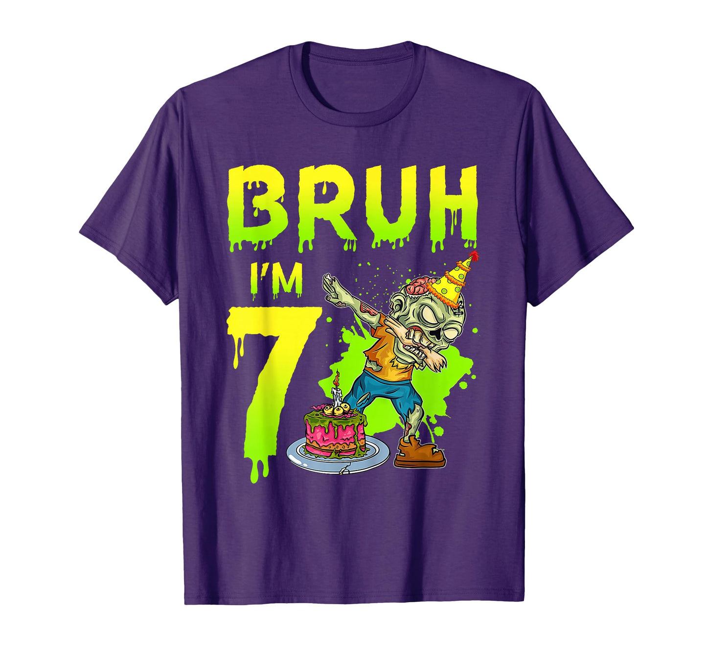 Bruh I'm 7th Birthday Zombie Lover 7 Years Old Boys T-Shirt