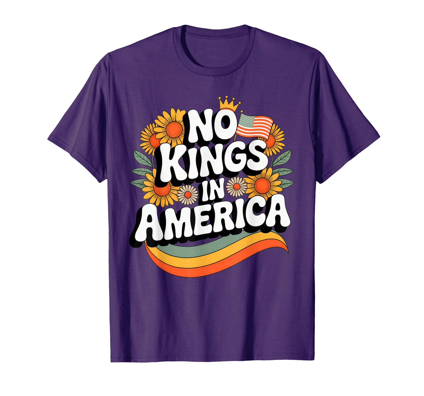 No Kings in America Floral Vintage Patriotic Men Women T-Shirt