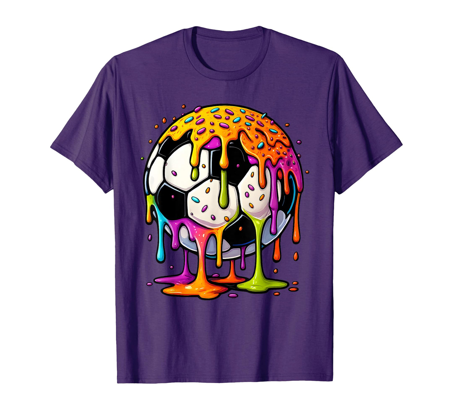Colorful Dripping Soccer Art Sport Illustration Melting Ball T-Shirt