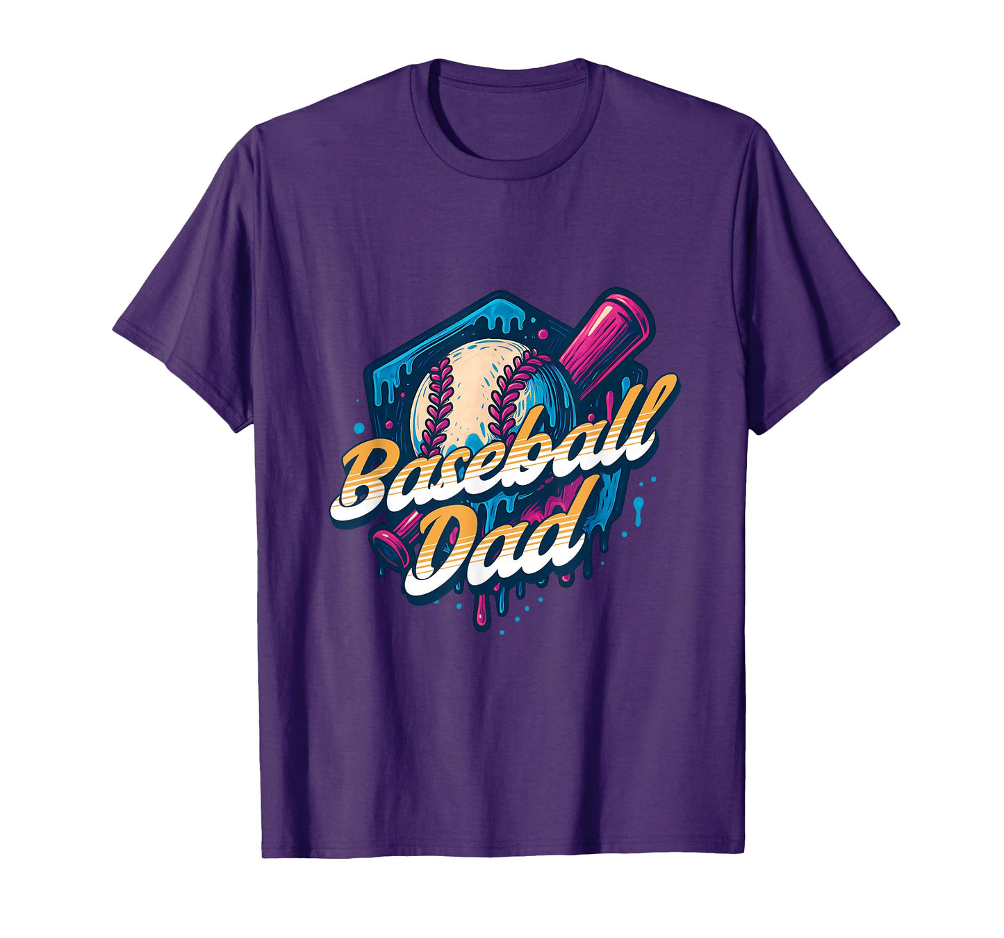 Baseball Dad Kids Birthday Baseball Drip Ice Cream Family T-Shirt