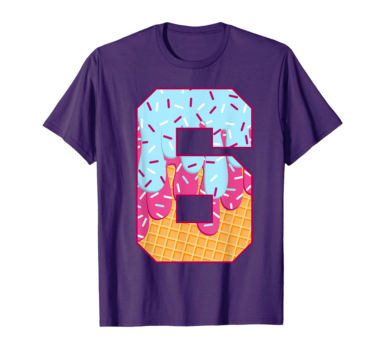 Number 6 Ice Cream Drip Matching Numbers Costume Meme T-Shirt