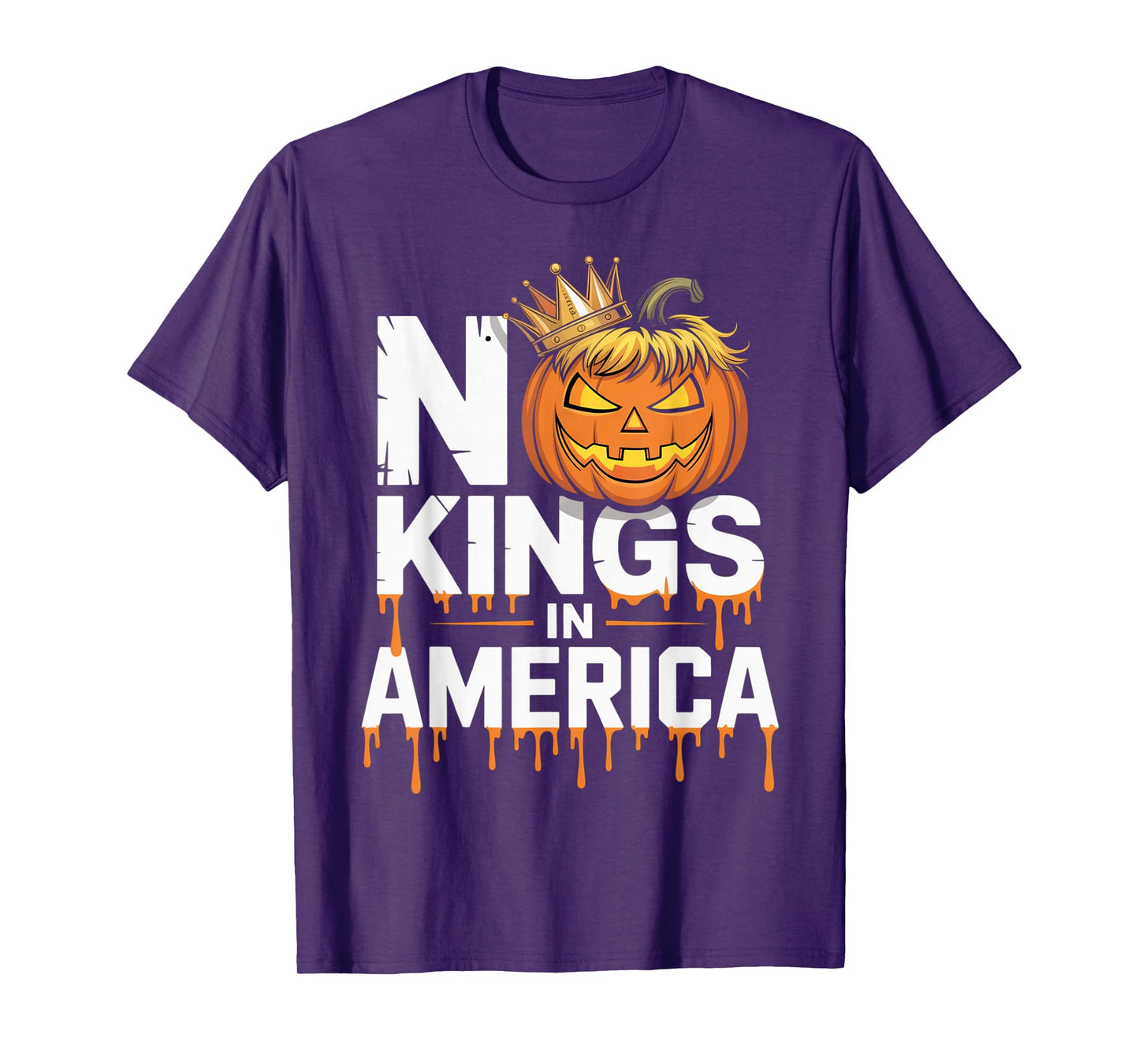 Funny No Kings Halloween 2025 Distressed USA Flag T-Shirt
